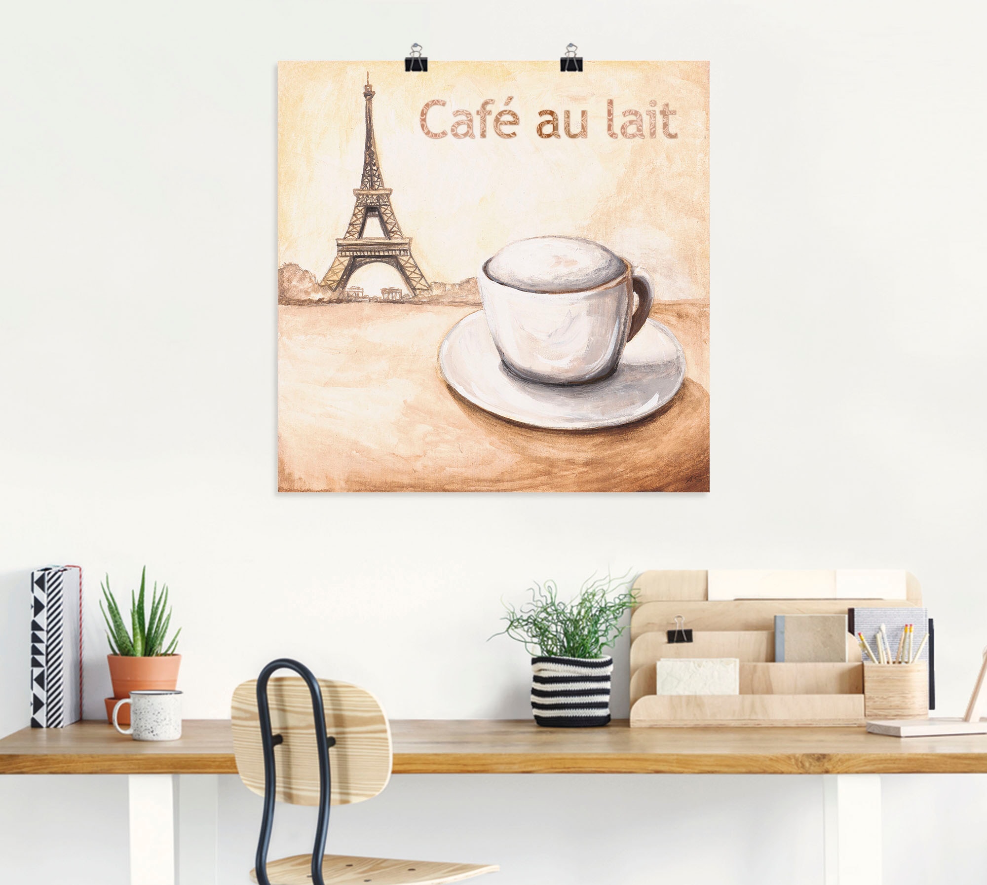oder Größen Alubild, versch. Artland auf als lait Kaffee Raten Wandaufkleber in Paris«, Bilder, St.), in Leinwandbild, (1 kaufen au Poster Wandbild »Café