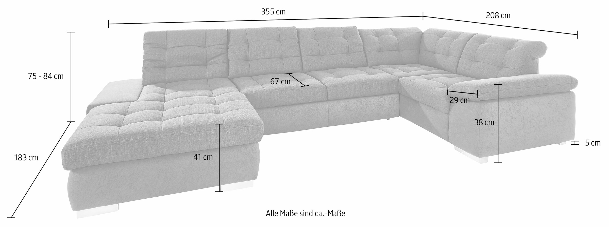 sit&more Wohnlandschaft »Ontario U-Form«, XXL, wahlweise mit Bettfunktion