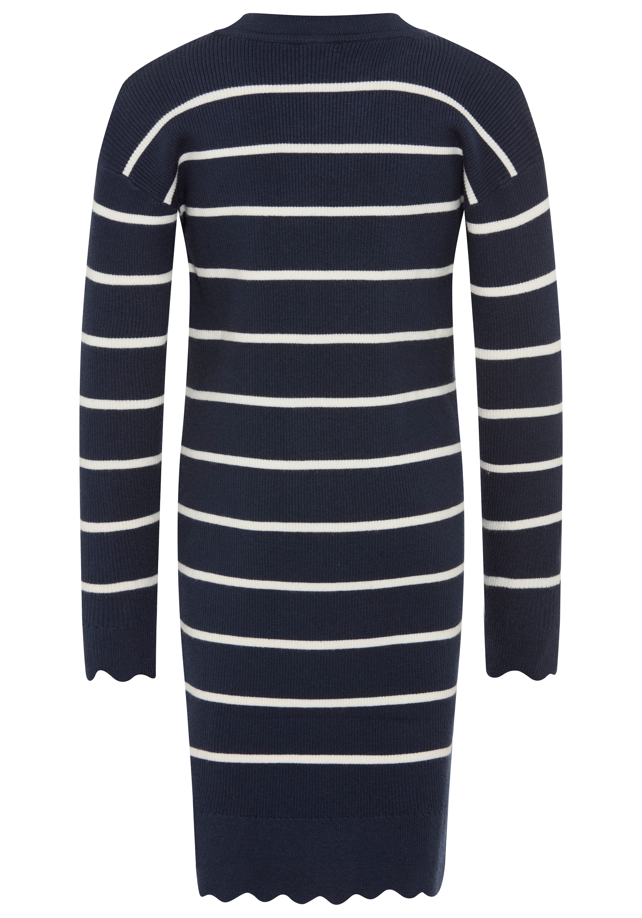 KangaROOS Strickkleid »Modisches KangaROOS Ringelkleid aus weichem Feinstrick« Trendiges gestricketes Kleid mit Logo-Stickerei, knielang, geringelt