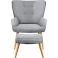 my home Sessel »Levent«, inklusive eines Hockers, in unterschiedlichen Bezugsqualitäten und Farbvarianten, Sitzhöhe 40 cm