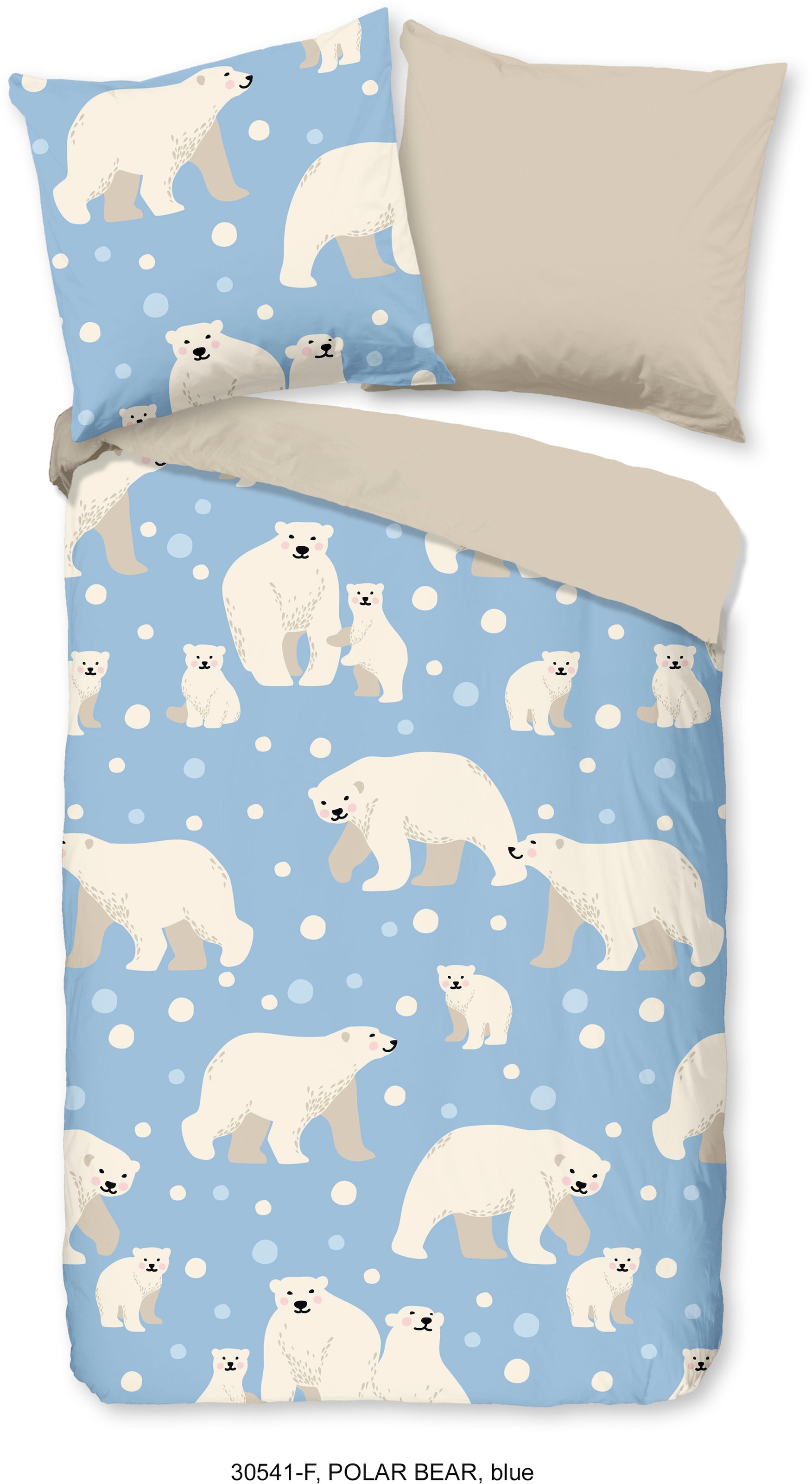 Kinderbettwäsche »Polarbear Repeat«, (2 tlg.), 100% Baumwolle/ Flanell (Biber)