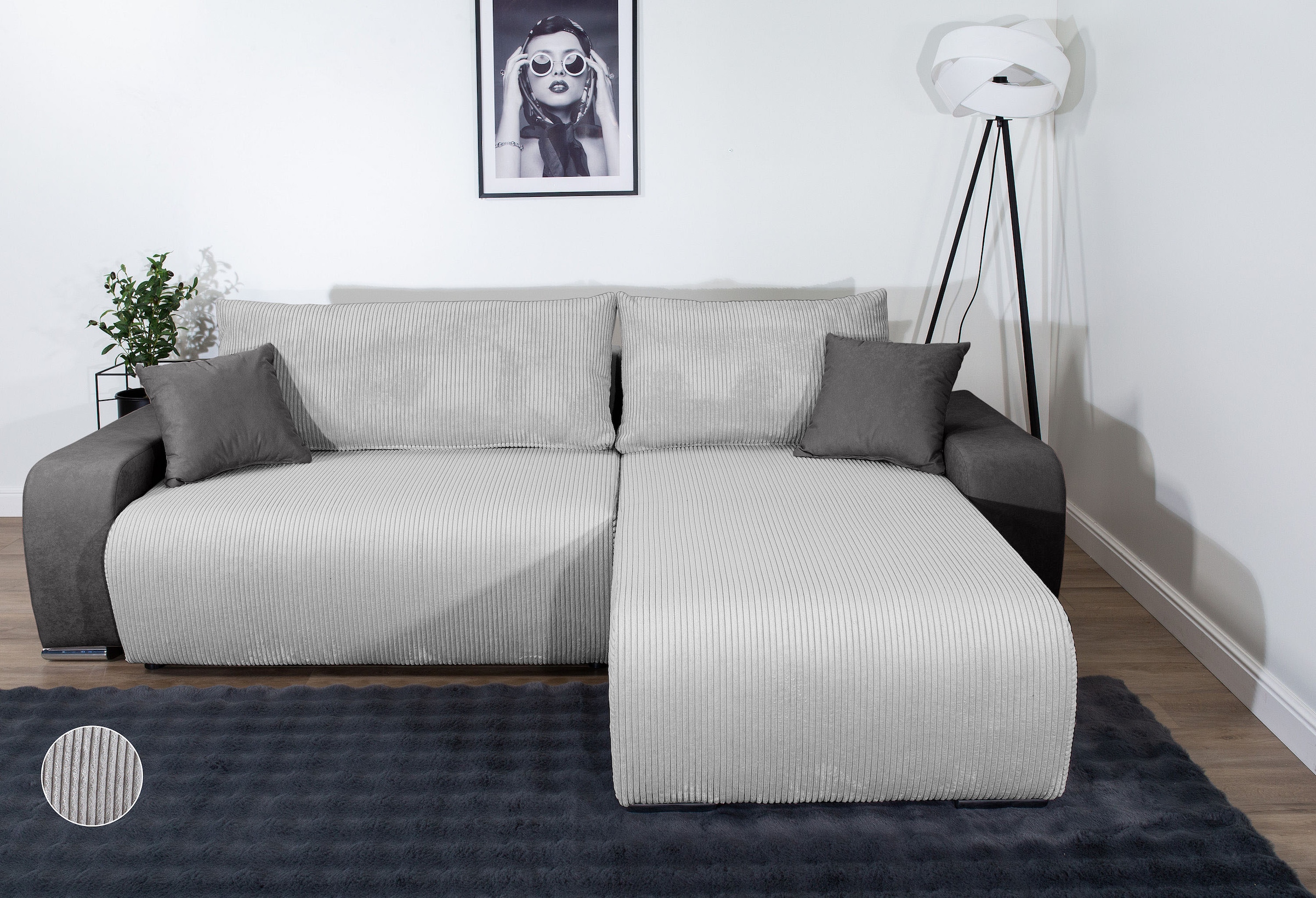 COLLECTION AB Ecksofa »Pia, L-Form, Breite 237 cm, mit Schlaffunktion« inkl günstig online kaufen