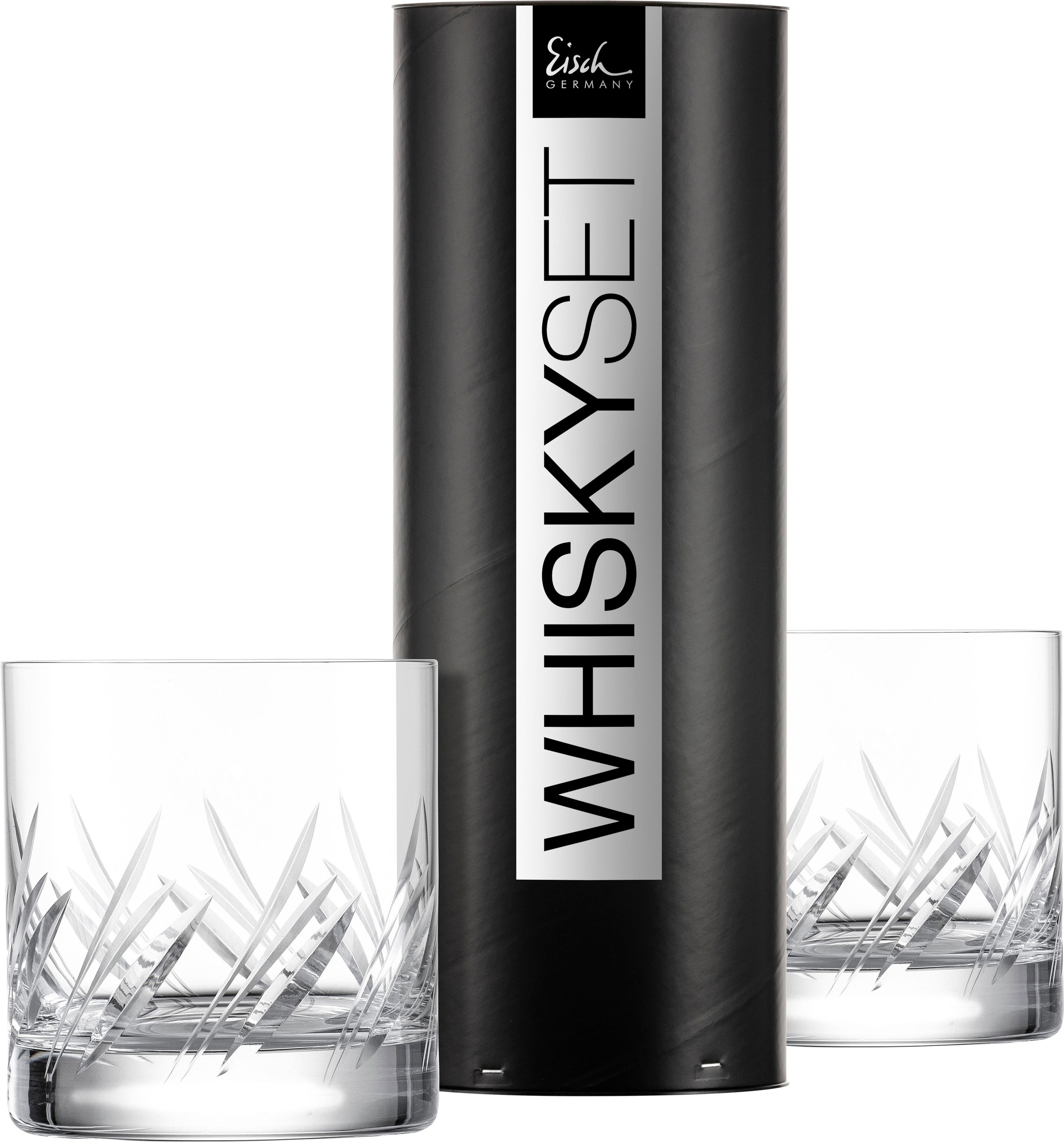 Eisch Whiskyglas »GENTLEMAN«, (Set, 2 tlg., 2 Whiskybecher in Geschenkröhre), Handarbeit, geschliffen, 400 ml, 2-teilig, Made in Germany