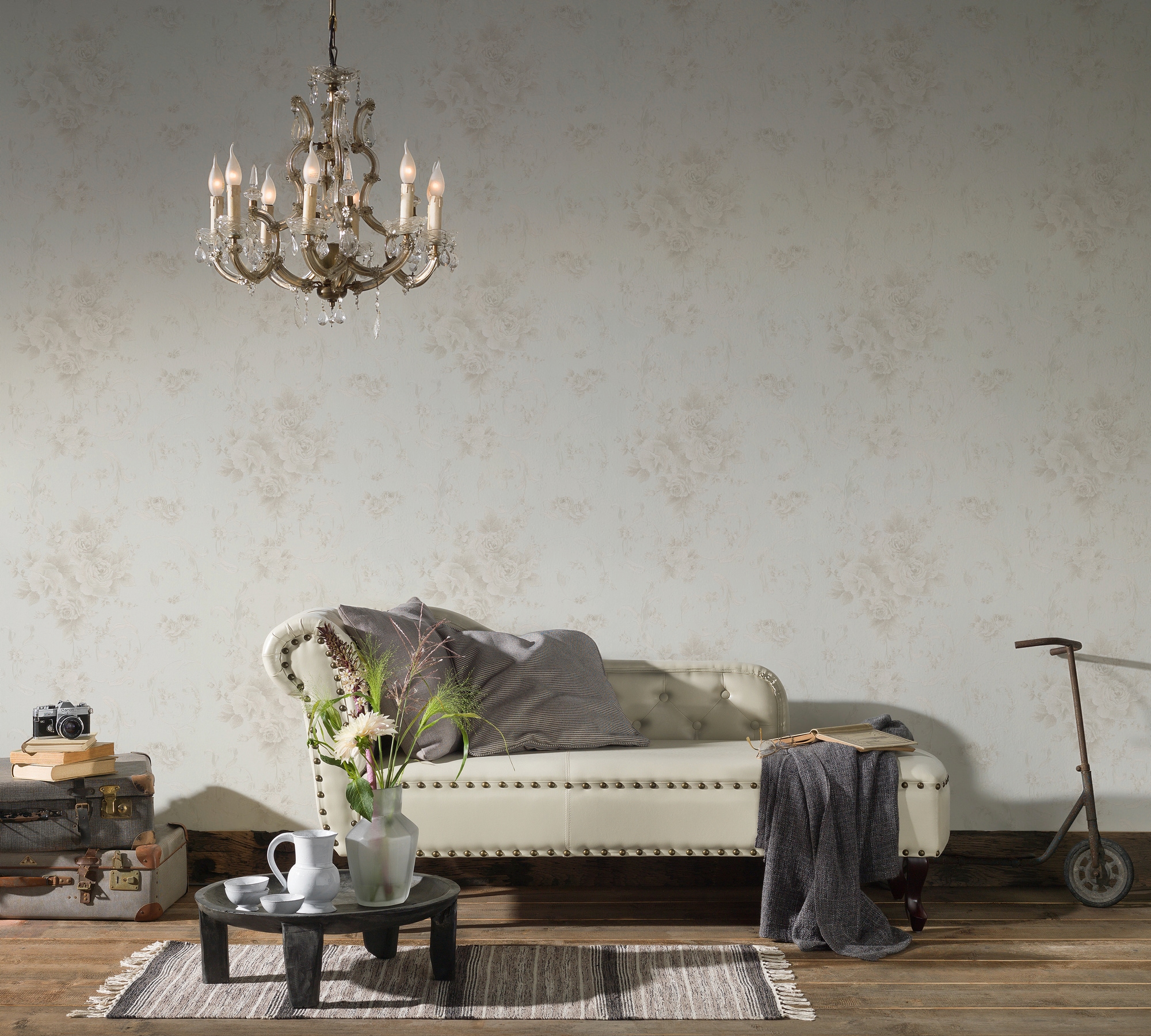 A.S. Création Vliestapete »Romantico romantisch floral«, floral-botanisch-Wald, Blumen-Tapete Floral Tapeten Wohnzimmer Schlafzimmer Küche Flur Design