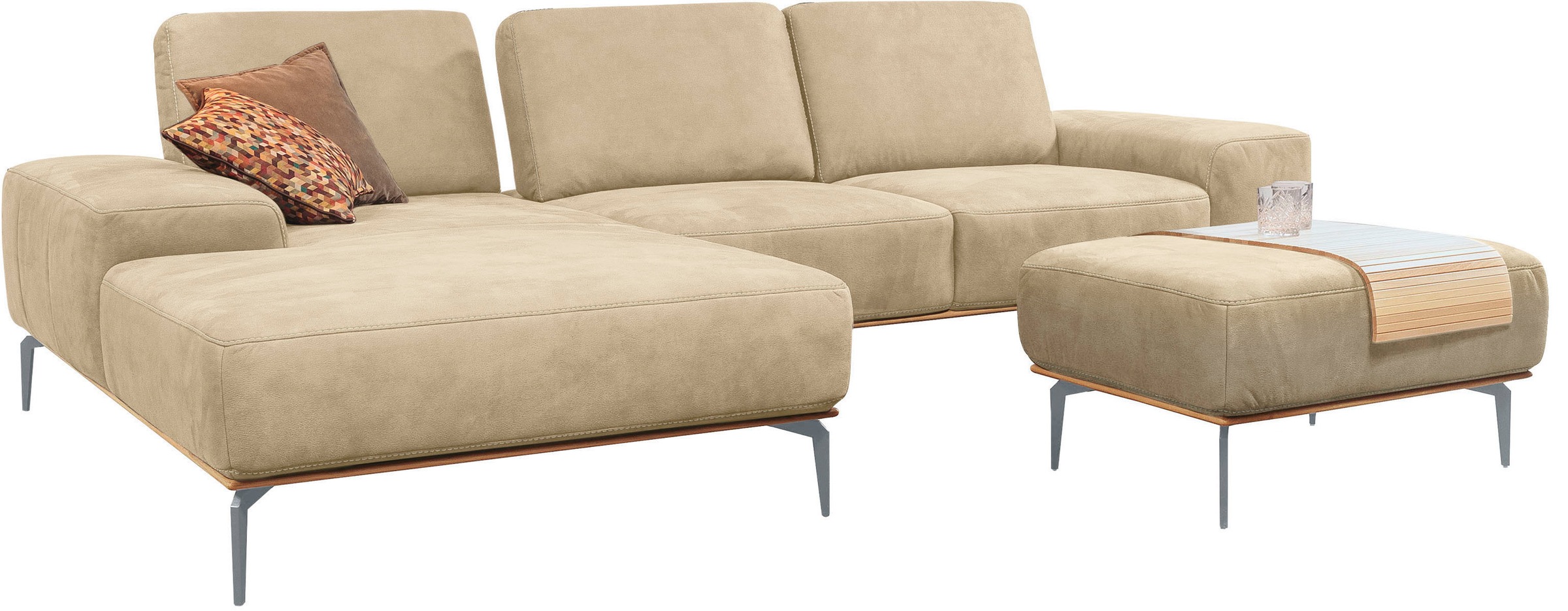 W.SCHILLIG Polsterhocker »run«, mit elegantem Holzsockel, Füße in Silber matt, Breite 75 cm