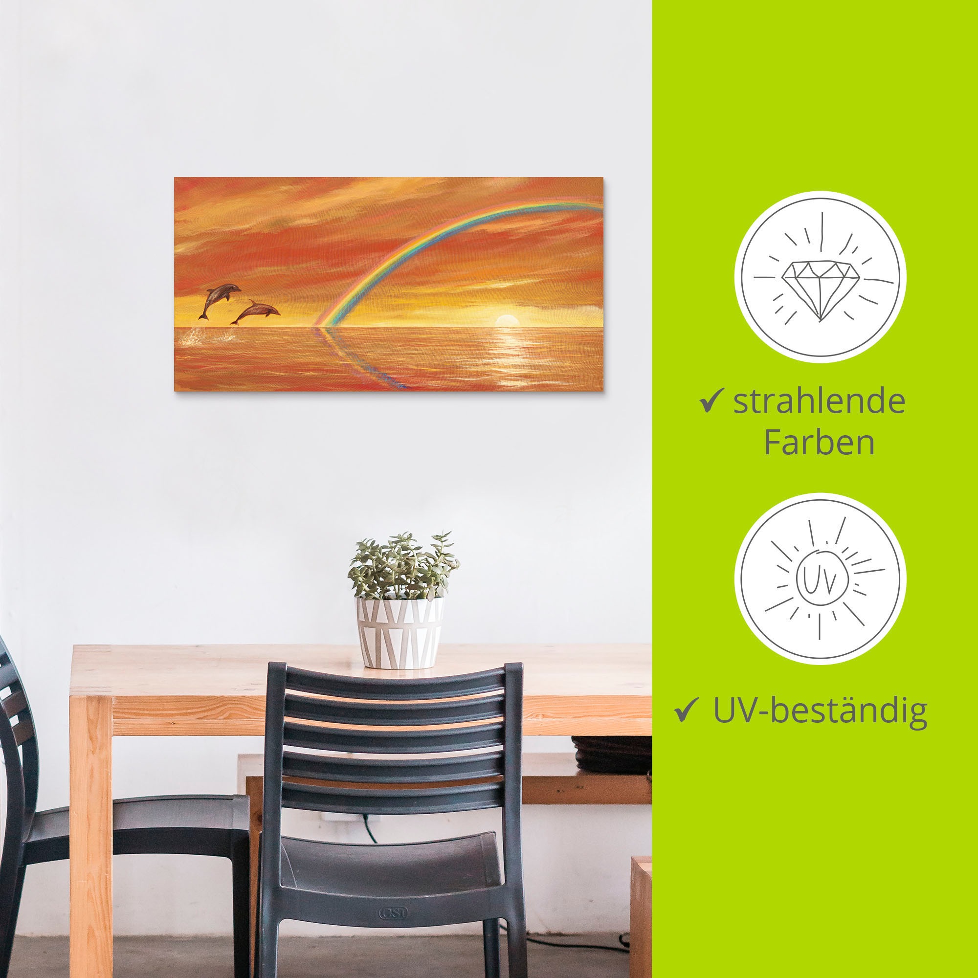 Artland Wandbild »Regenbogen über dem Meer«, Wassertiere, (1 St.), als Alubild, Outdoorbild, Leinwandbild, Wandaufkleber, versch. Größen