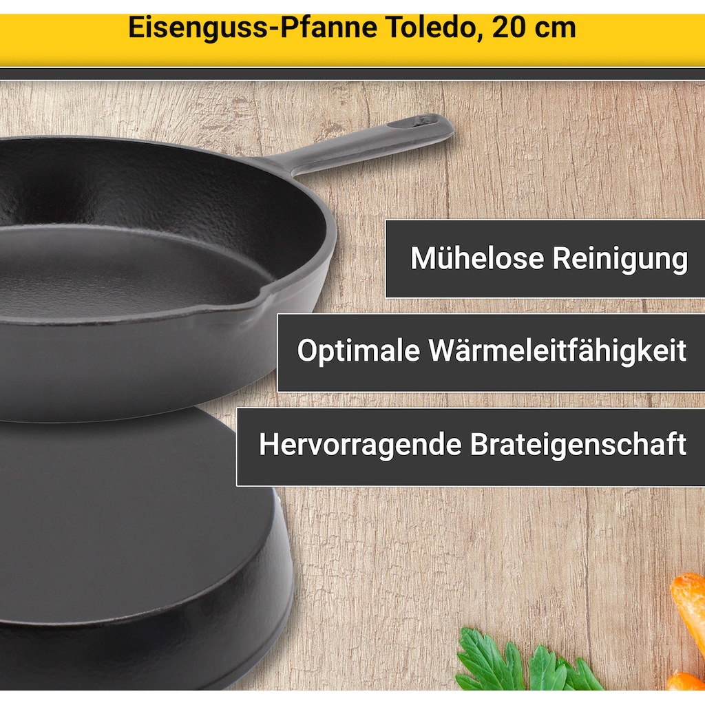 Krüger Bratpfanne »Einsenguss Pfanne TOLEDO«, Gusseisen, (1 tlg.), für Induktions-Kochfelder geeignet
