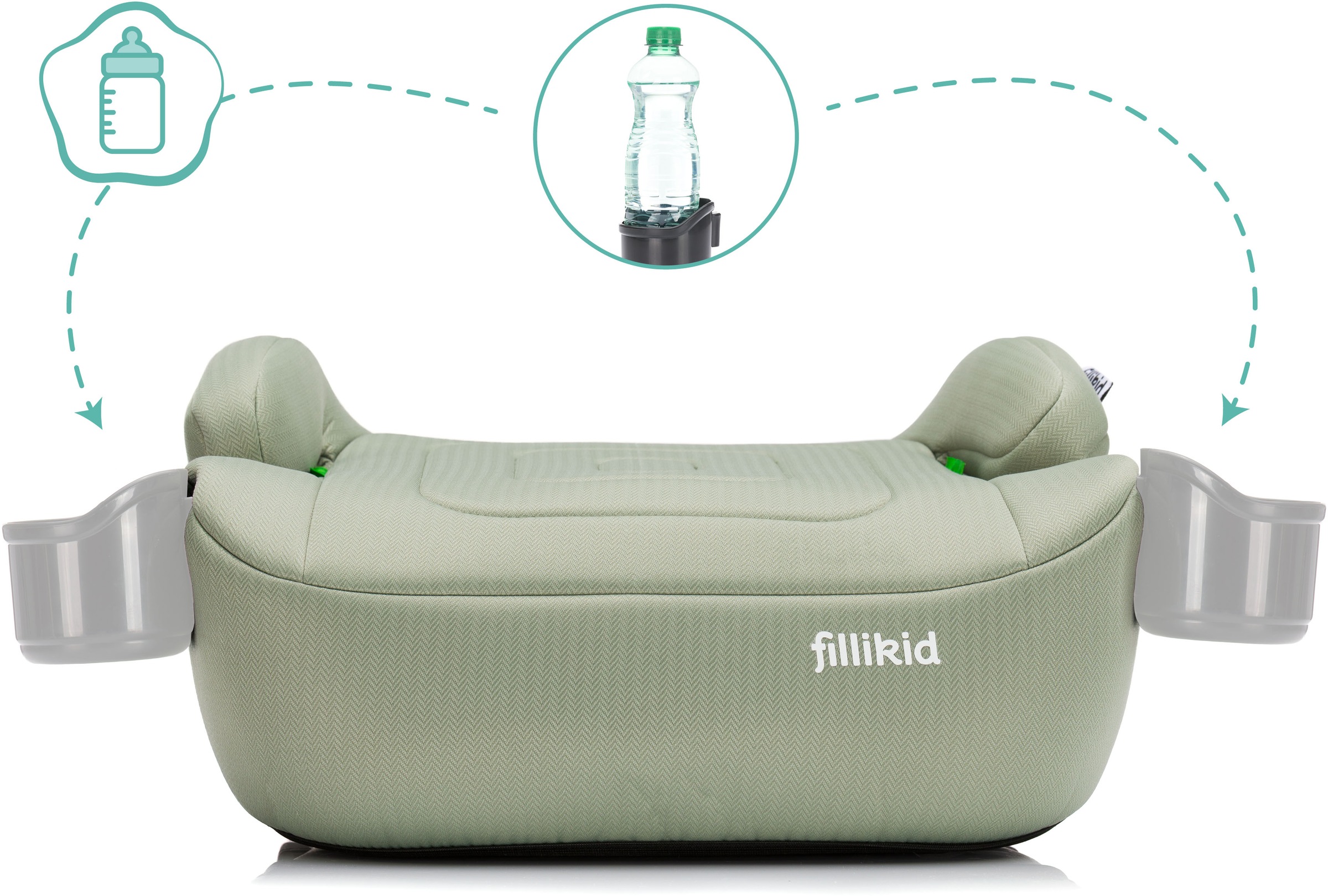 Fillikid Kindersitzerhöhung »Flip Deluxe, Auto mit verstellbarem Iso-Fix« mit Flaschenhalter