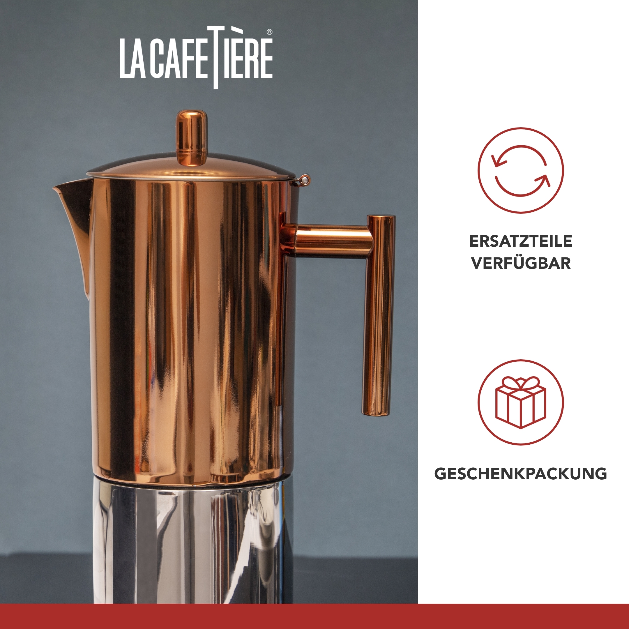 La Cafetière Espressokocher »La Cafetière«, 0,6 l Kaffeekanne, aus hochwertigem, rostfreien Edelstahl mit induktionsgeeignetem Boden