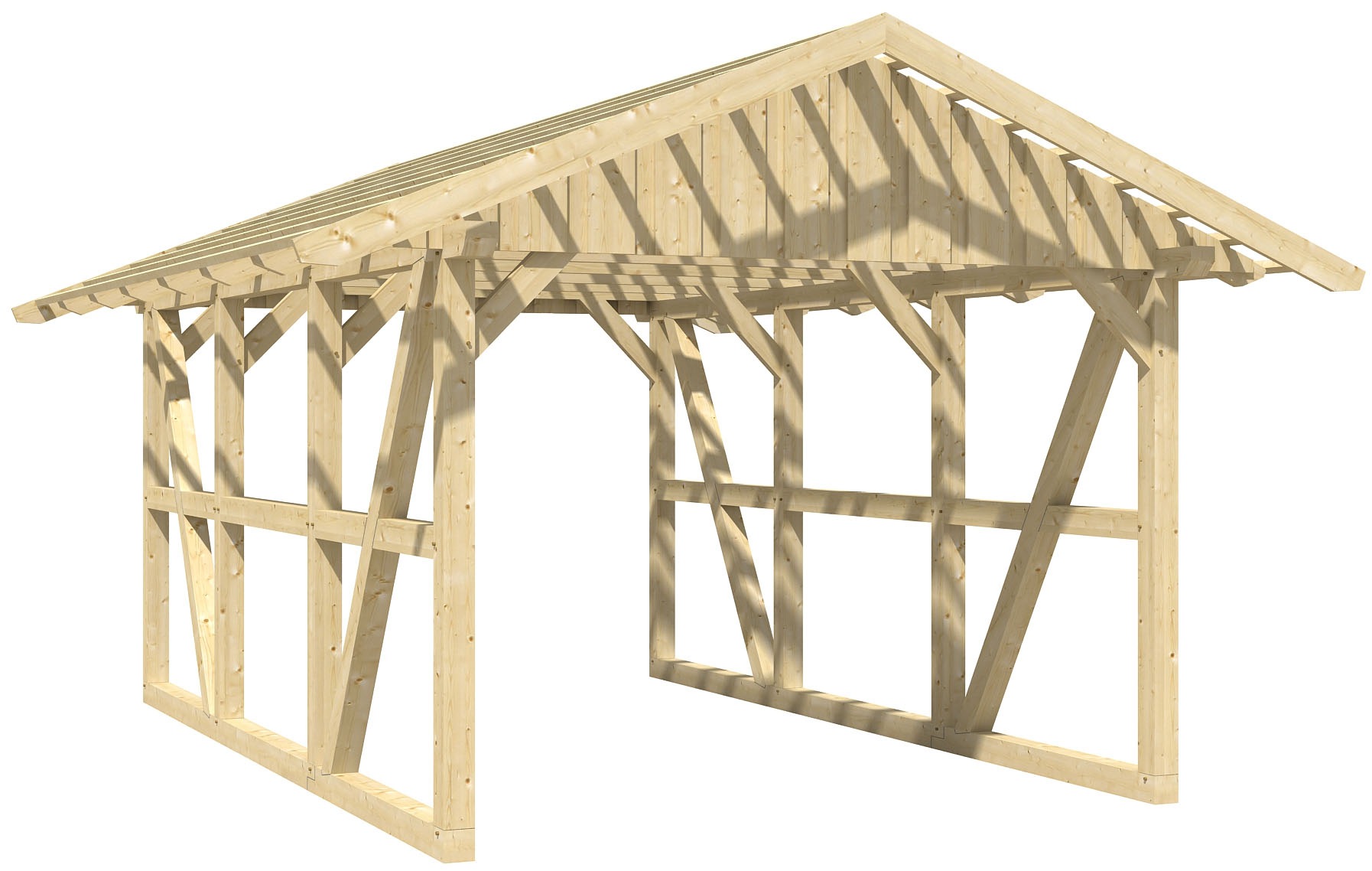 Skanholz Einzelcarport »Schwarzwald«, KVH, Fichte, 300 cm, Natur, 424x600cm, mit Dachlattung