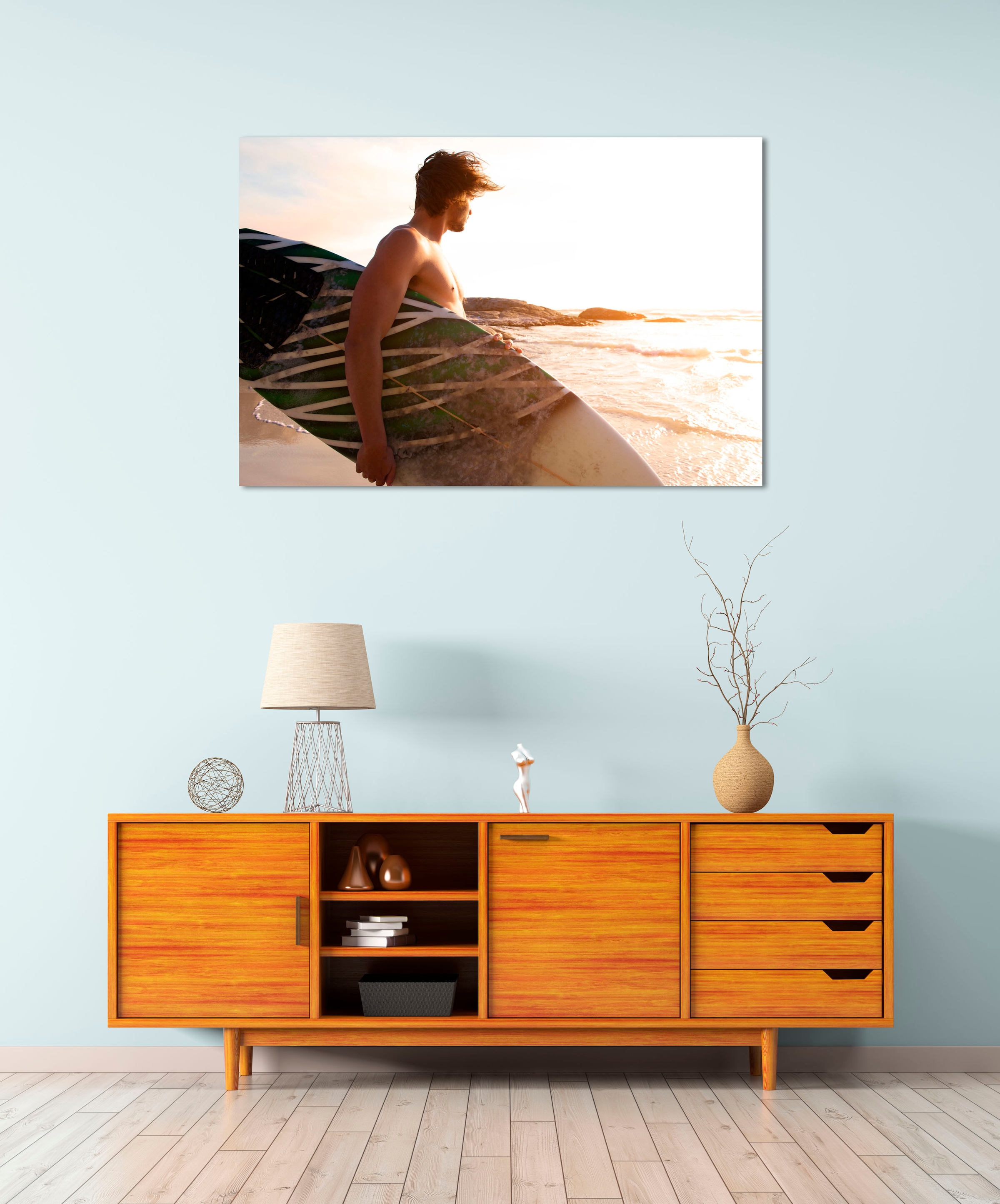queence Acrylglasbild »Enzio«, Meer-Sport-Mann-Bilder von Männern-Foto, (1 günstig online kaufen