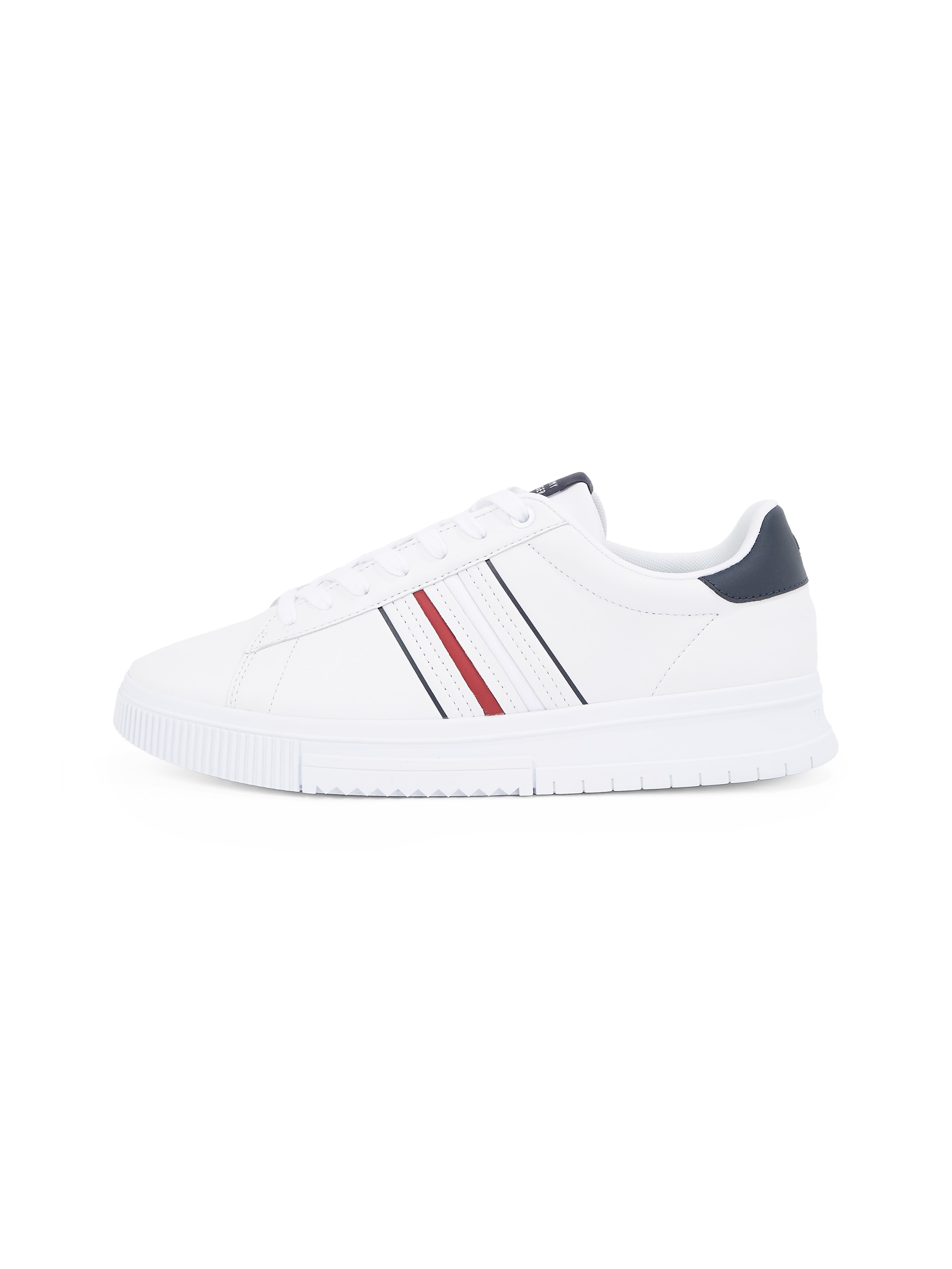 Tommy Hilfiger Sneaker »MODERN CUPSOLE STRIPES LTH«, Freizeitschuh, Halbschuh, Schnürer mit seitlichen Streifen