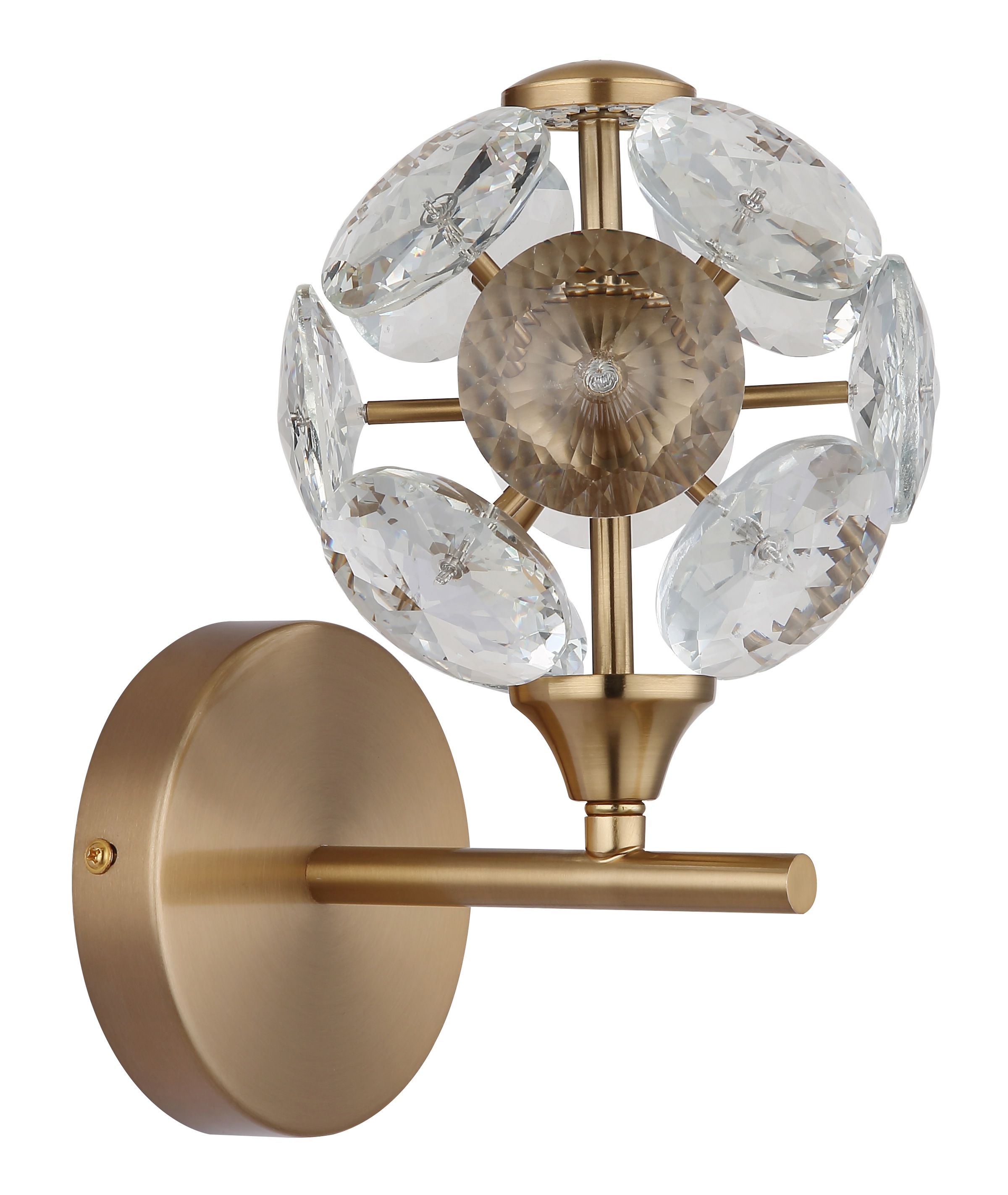 GLOBO LIGHTING Wandleuchte »VIRINA« LED-Modul 1 Stk. Warmweiß Goldfarbene Wandleuchte mit K9 Kristallen, LED 6W, aufwärts