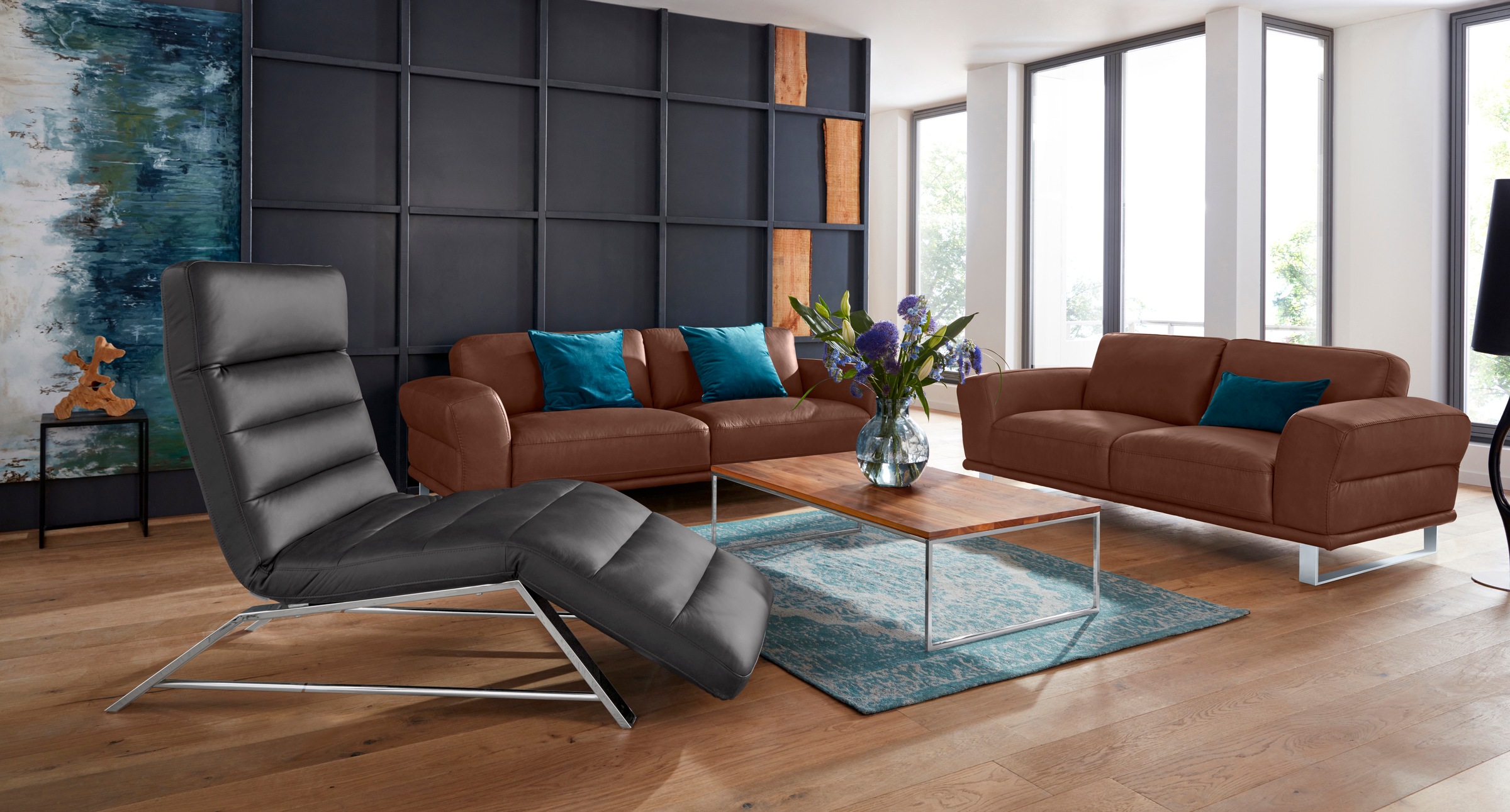 W.SCHILLIG 2,5-Sitzer »montanaa«, mit Metallkufen in Silber matt, Breite 232 cm