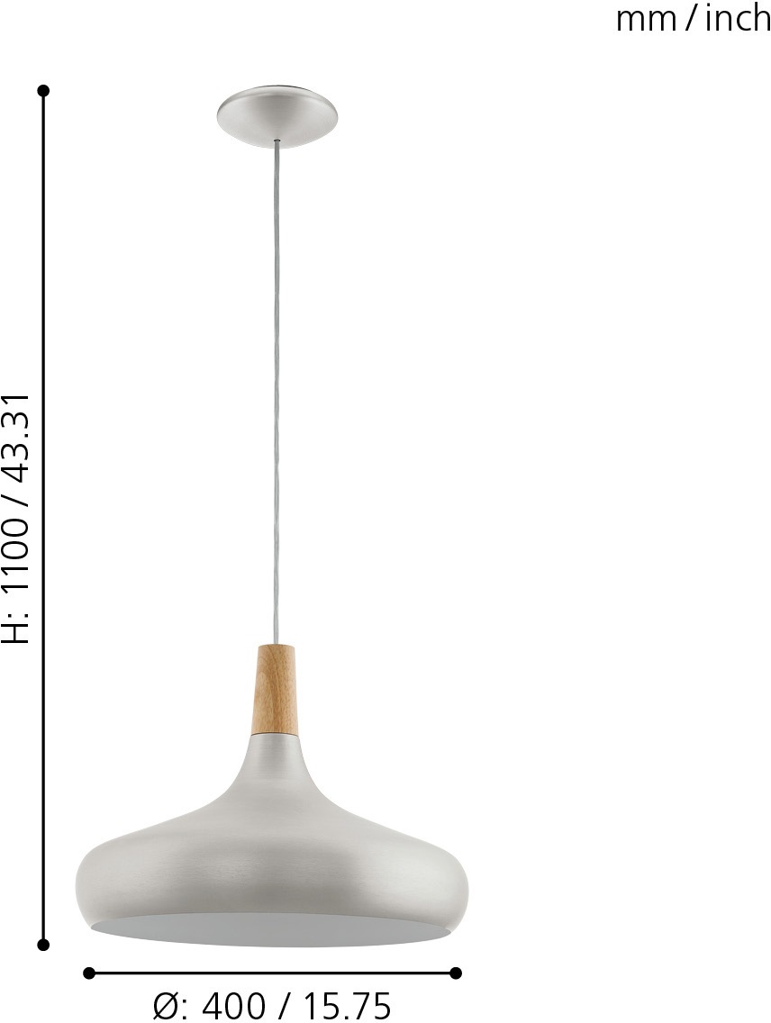 EGLO Hängeleuchte »SABINAR« 1 Stk. tlg. Pendellampe, H110 x Ø40 cm, 1X40W e günstig online kaufen