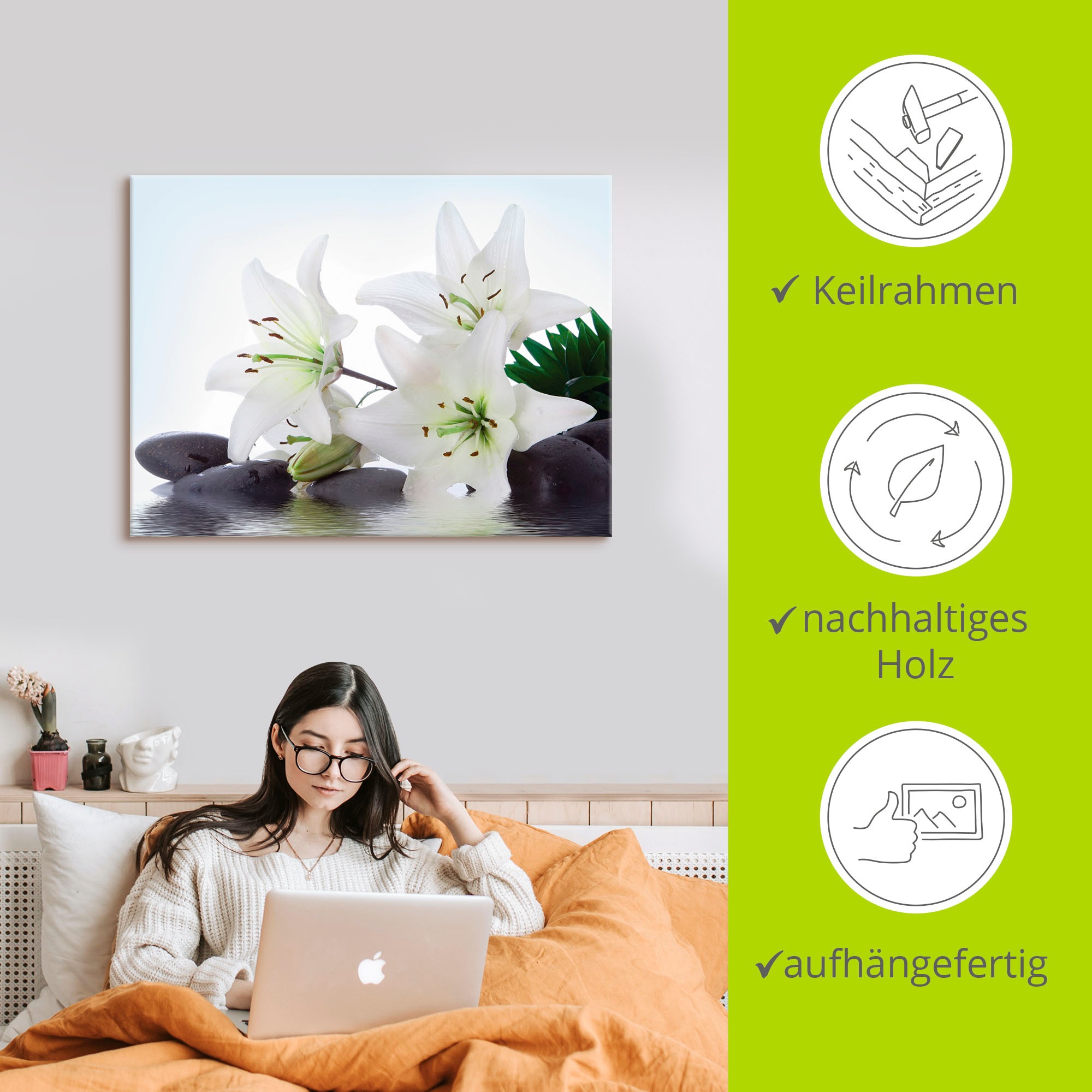 Artland Wandbild »Madonna-Lilien und Spasteine« Zen 1 Stk. tlg. als Leinwandbild, Poster, Wandaufkleber in verschied. Größen