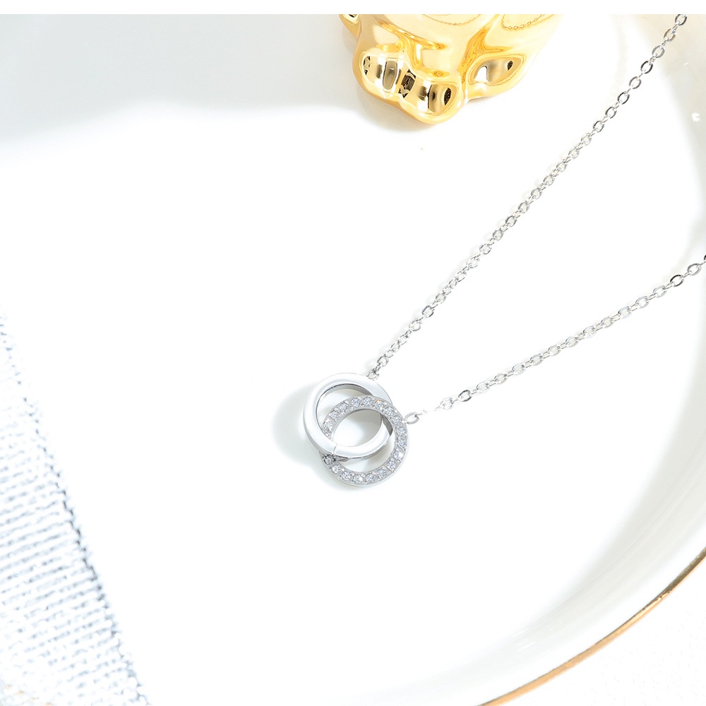 3. Bild von COLLEZIONE ALESSANDRO Kette mit Anhänger »Ring«, mit kleinen Glassteinen