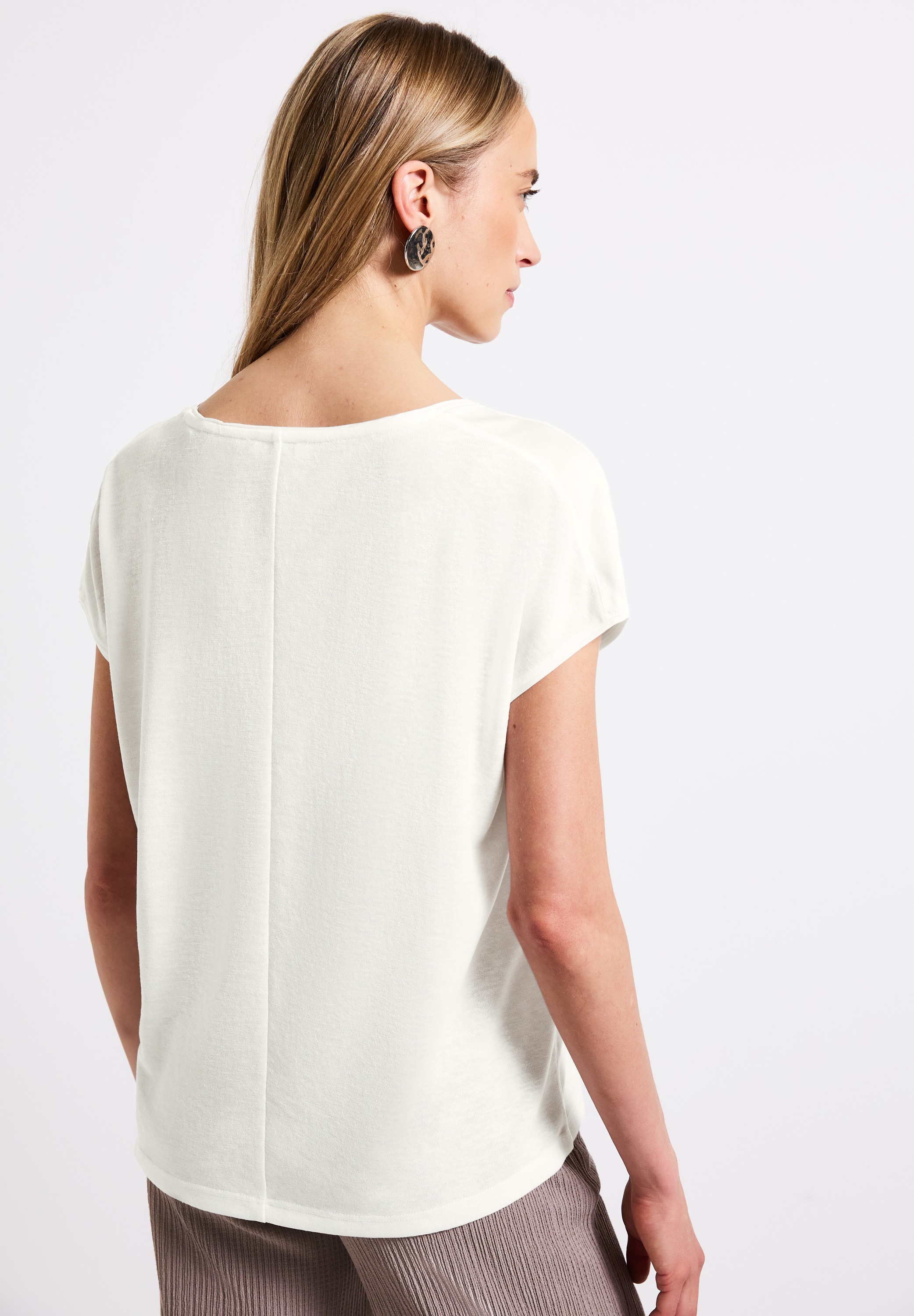 STREET ONE T-Shirt im Leinen-Look und mit Brusttasche+ö