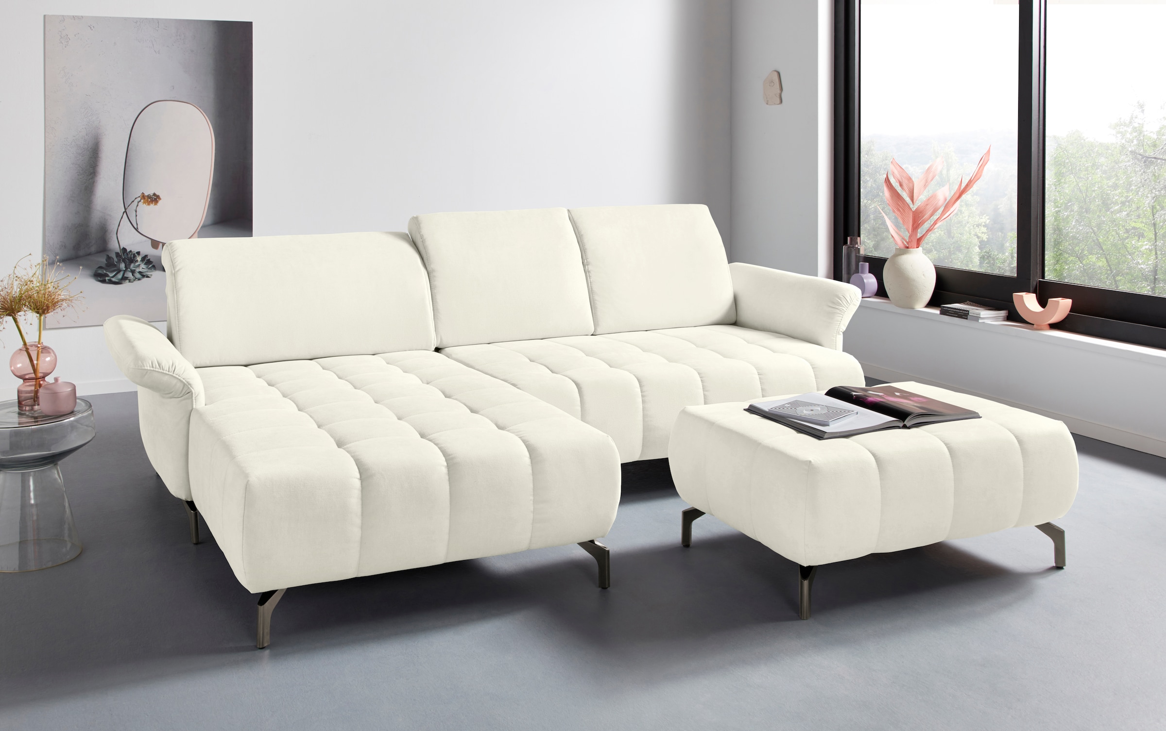 INOSIGN Ecksofa »Fresh L-Form«, Federkern, wahlweise Kopfteilverstellung und motorischer Vorziehsitz