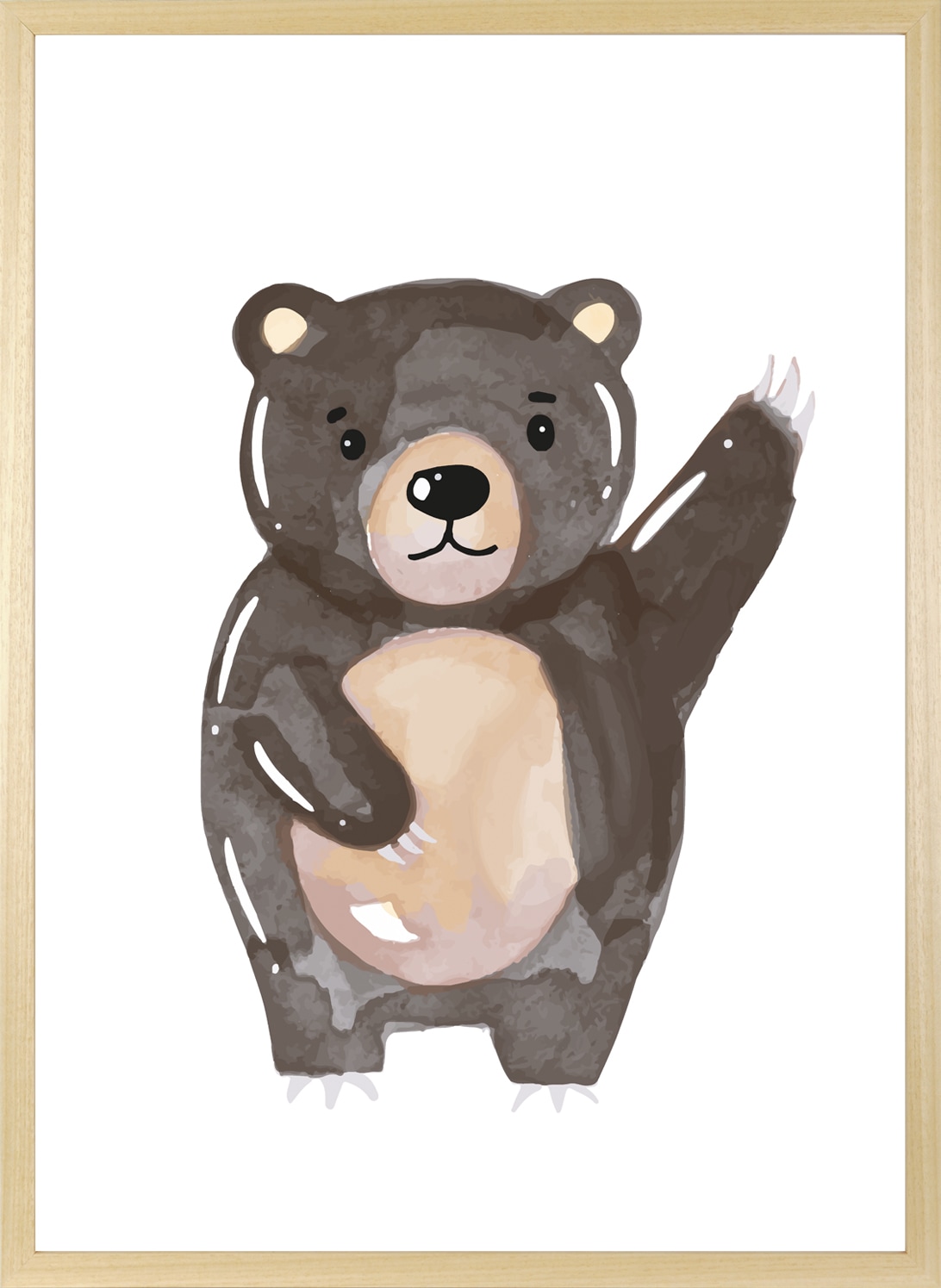queence Bild mit Rahmen »Brauner Bär«, Bär-Bären-Teddy-Tiere, (1 St.), HD Premium Posterdruck mit Echtholzrahmen