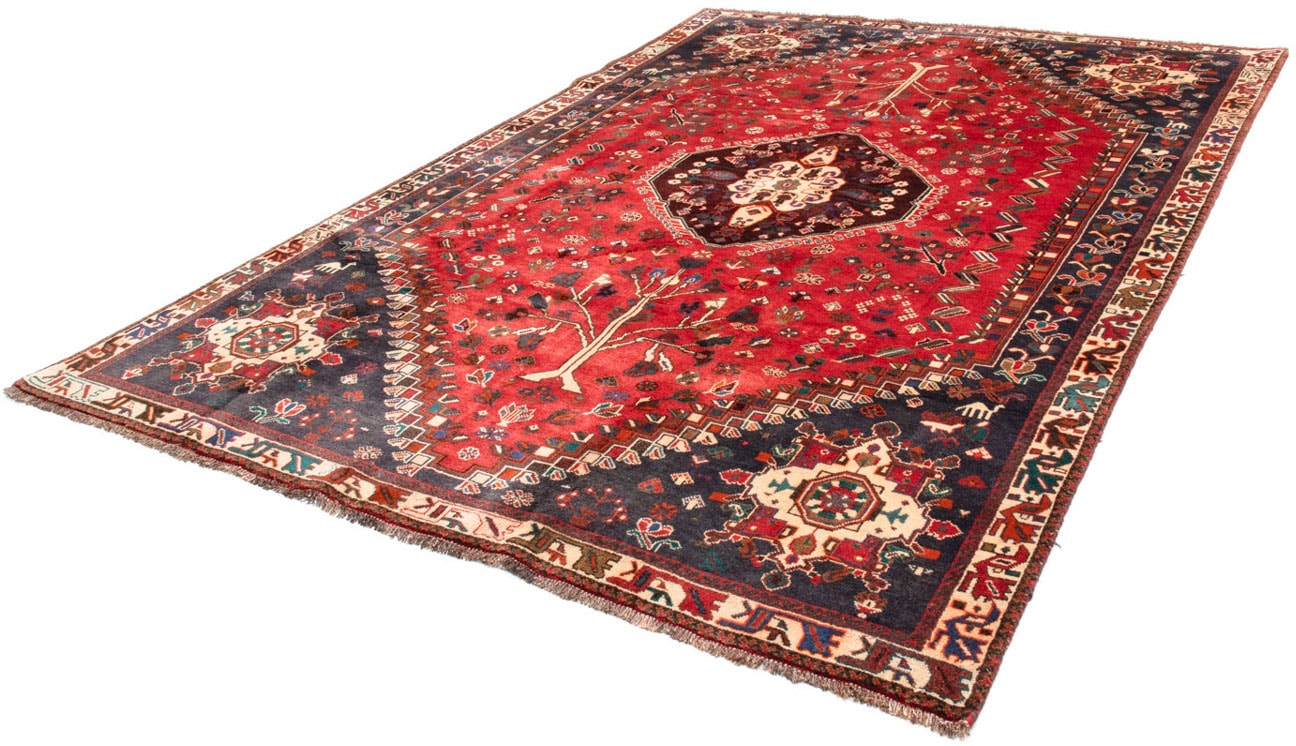 Wollteppich „Shiraz Medaillon Rosso 302 x 207 cm“, rechteckig, Unikat mit Zertifikat Rot 10 mm B/L: 207 cm x 302 cm – 10 mm