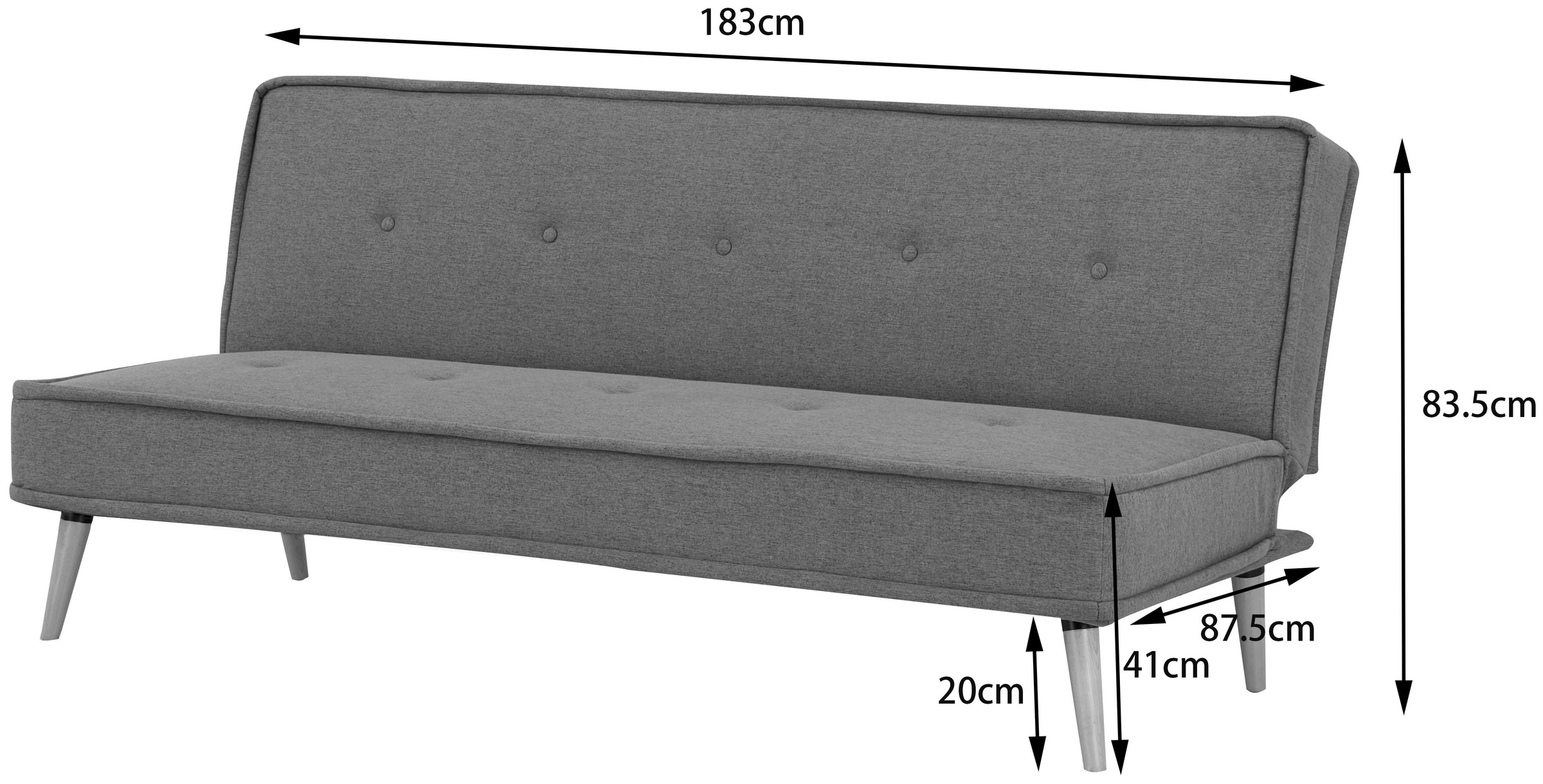 INOSIGN Schlafsofa »ARBON,183cm, klappbarer 3-Sitzer mit verstellbarer Rückenlehne und«, Bettfunktion, Webstoff und Kunstleder