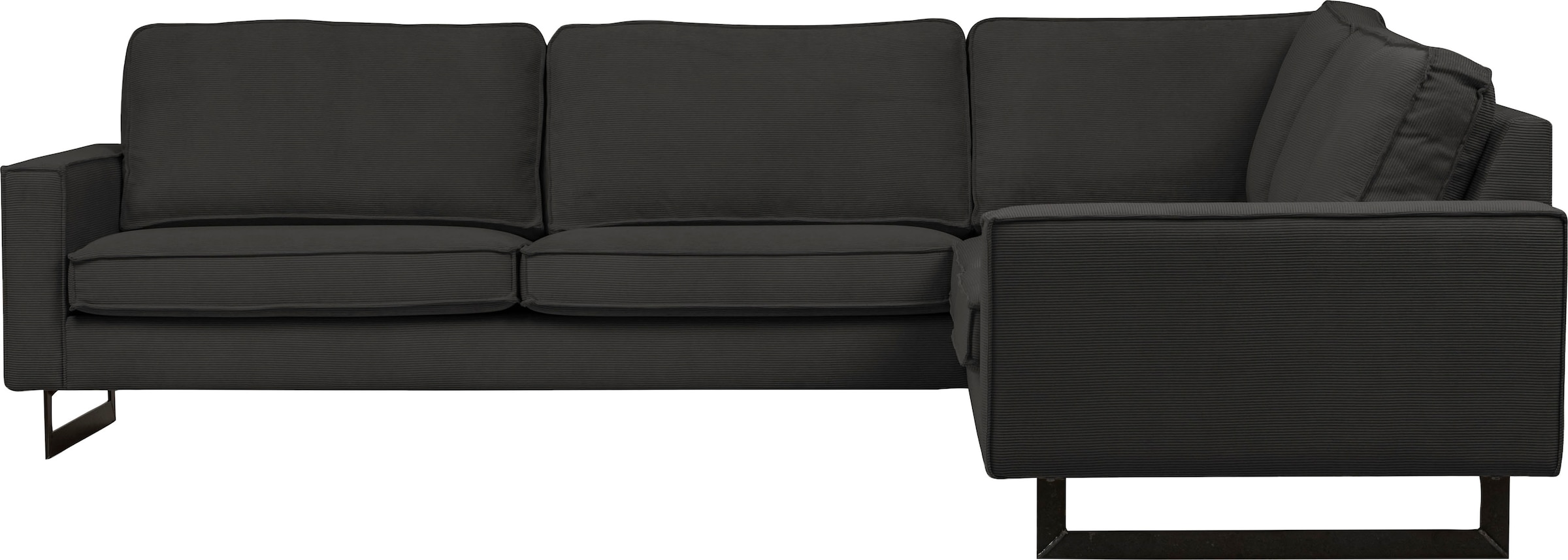 Home affaire Ecksofa »Pinto, XXL, 250/290 cm, langer Schenkel, Ottomane« Cord, Chenille, Lederoptik, mit Keder, Metallfüße, Wellenunterfederung
