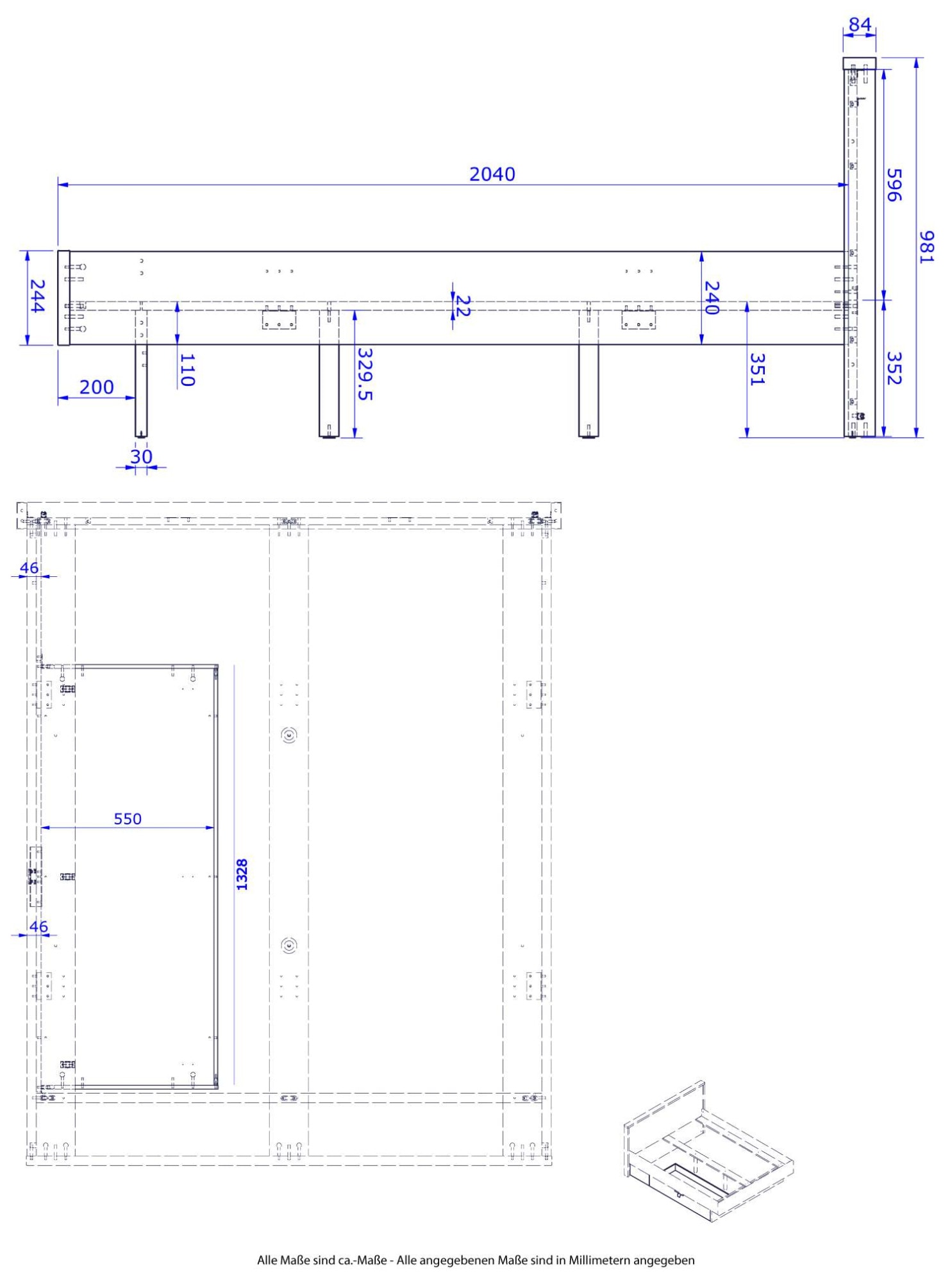 Composad Bettgestell »King-Size-Bett«, (1 tlg.), Mit Platz für Aufbewahrungsschublade (nicht enthalten)