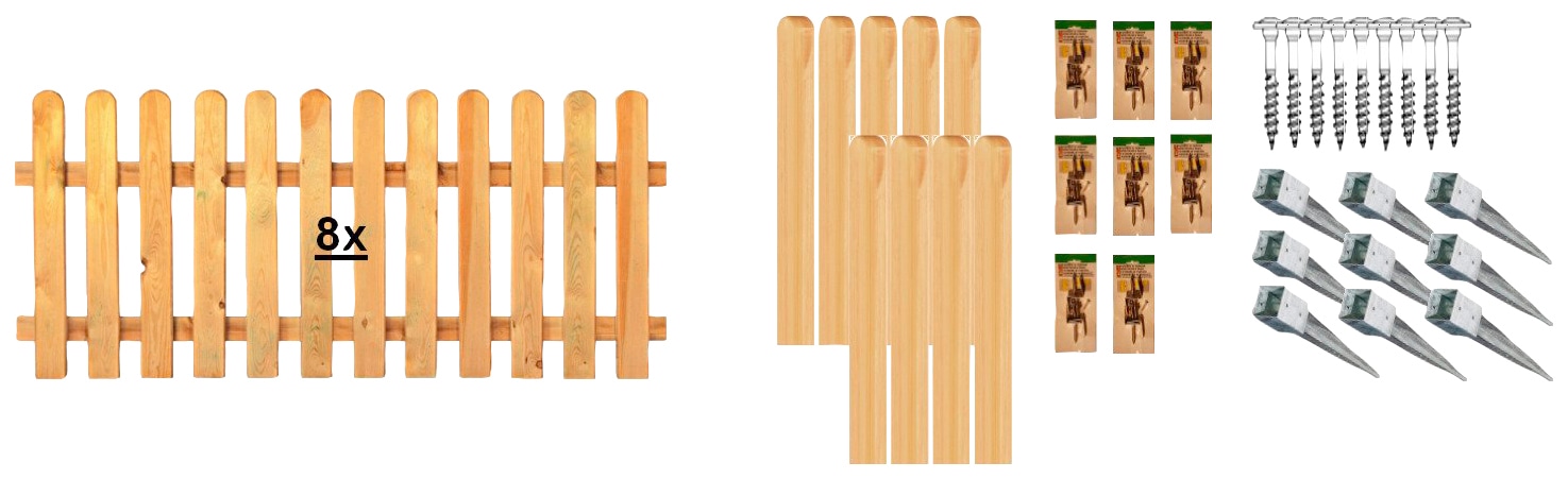 Tetzner & Jentzsch Lattenzaun »Houston 6« 8 Elemente, LxH: 1521x80 cm günstig online kaufen