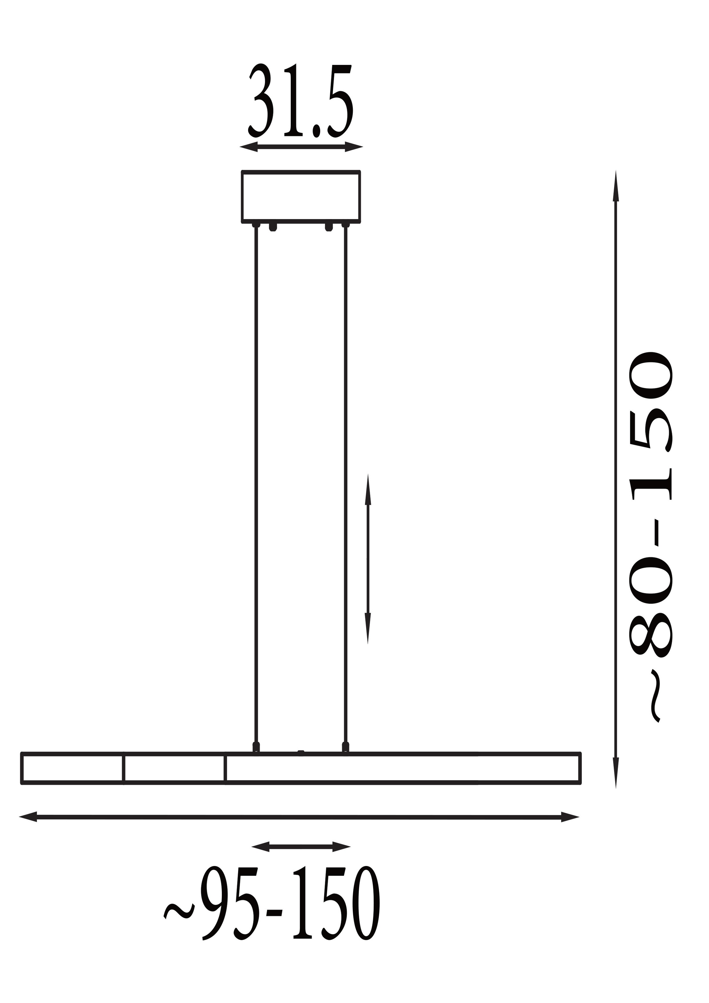 Searchlight LED Pendelleuchte »Linearer LED-Pendel, Schwarz« LED-Modul 1 Stk.