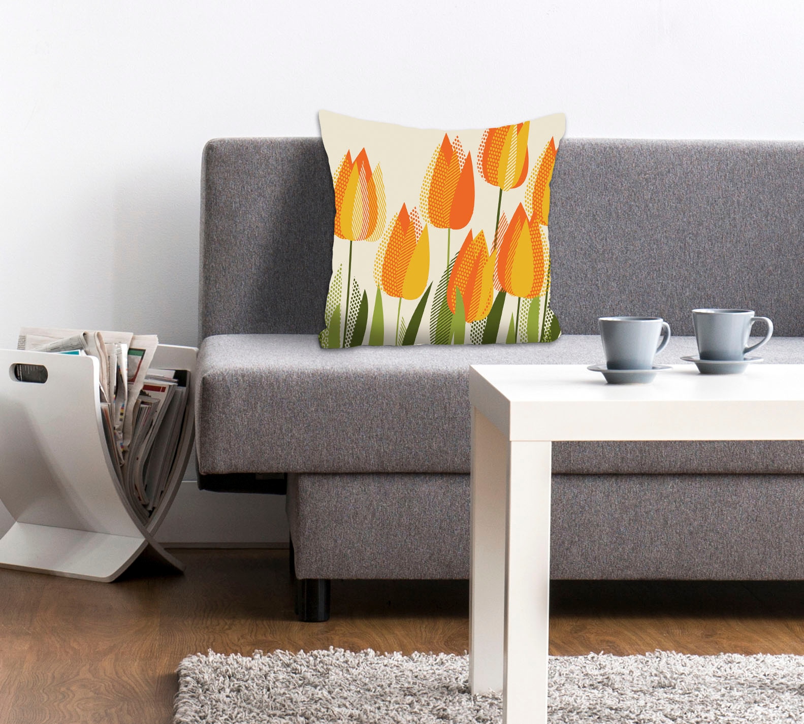 queence Dekokissen »Holli« mit orangenen Tulpen günstig online kaufen