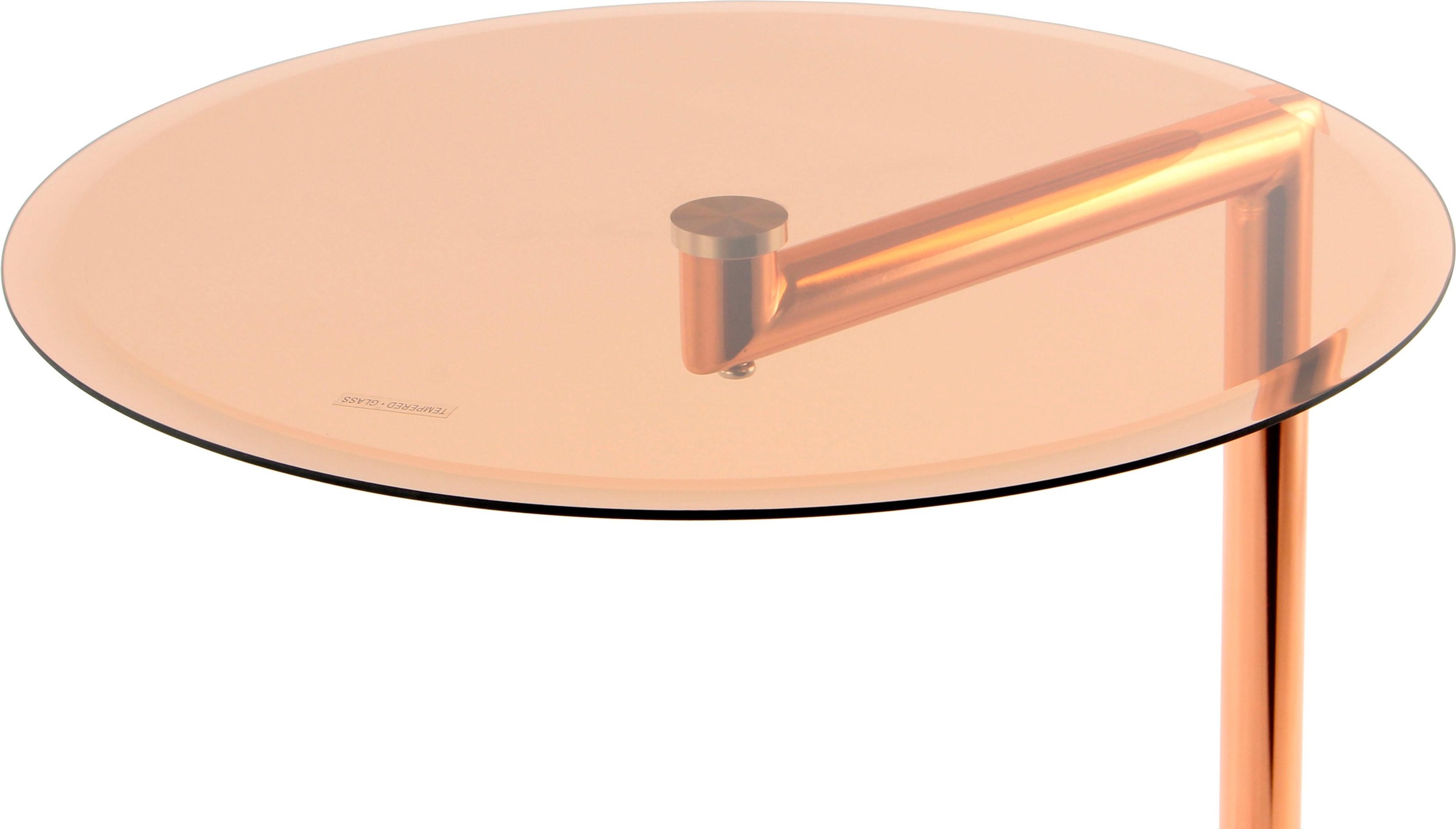Kayoom Beistelltisch »Luciana, Beistelltisch für das Sofa, glamouröses, edles Design«, (1 St.), Moderne C-Form, unterm Sofa schiebbar, runde Tischplatte