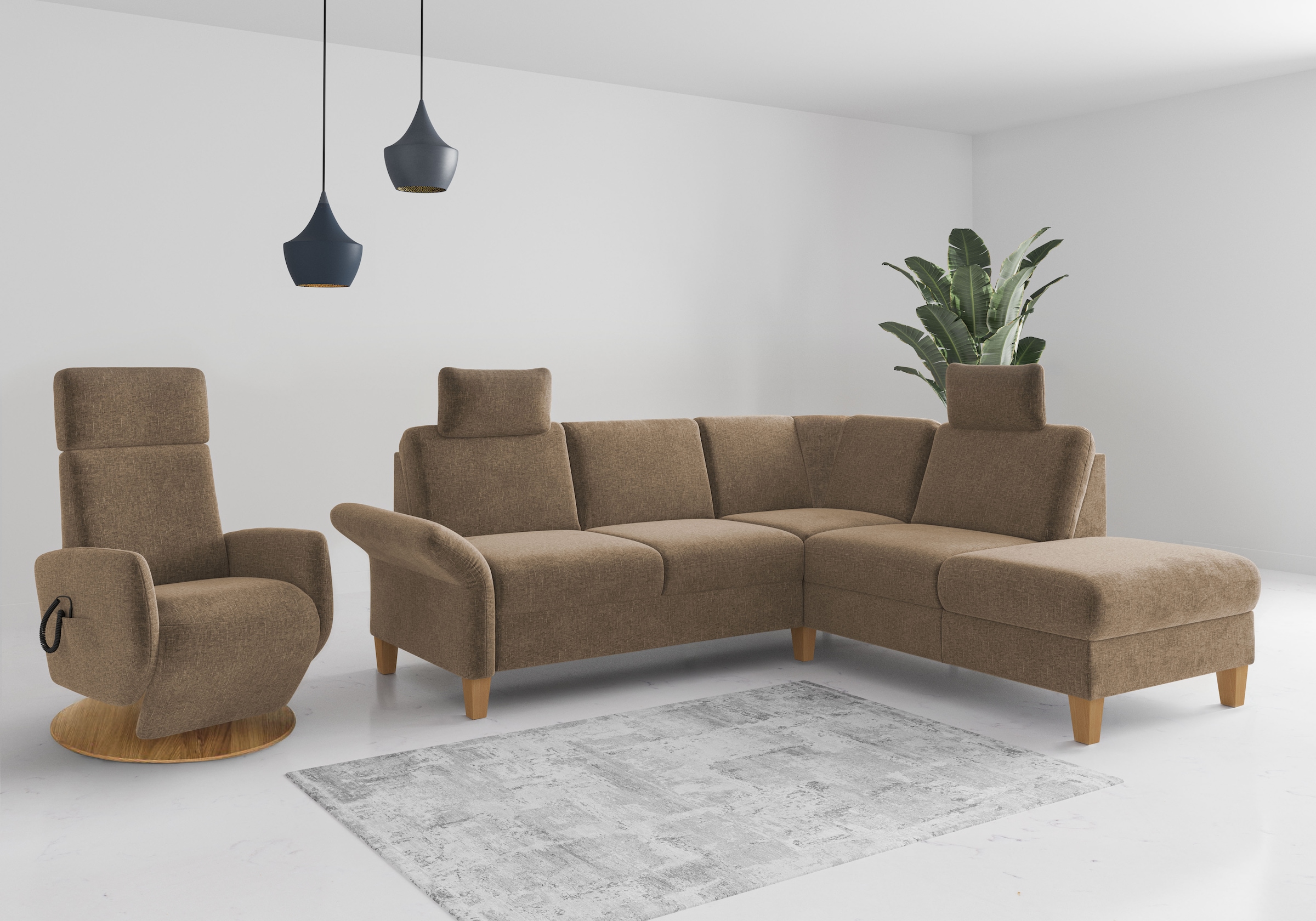 Home affaire Ecksofa »Rochelle, L-Form«, wahlweise mit Armteilverstellung, Bettfunktion und Bettkasten