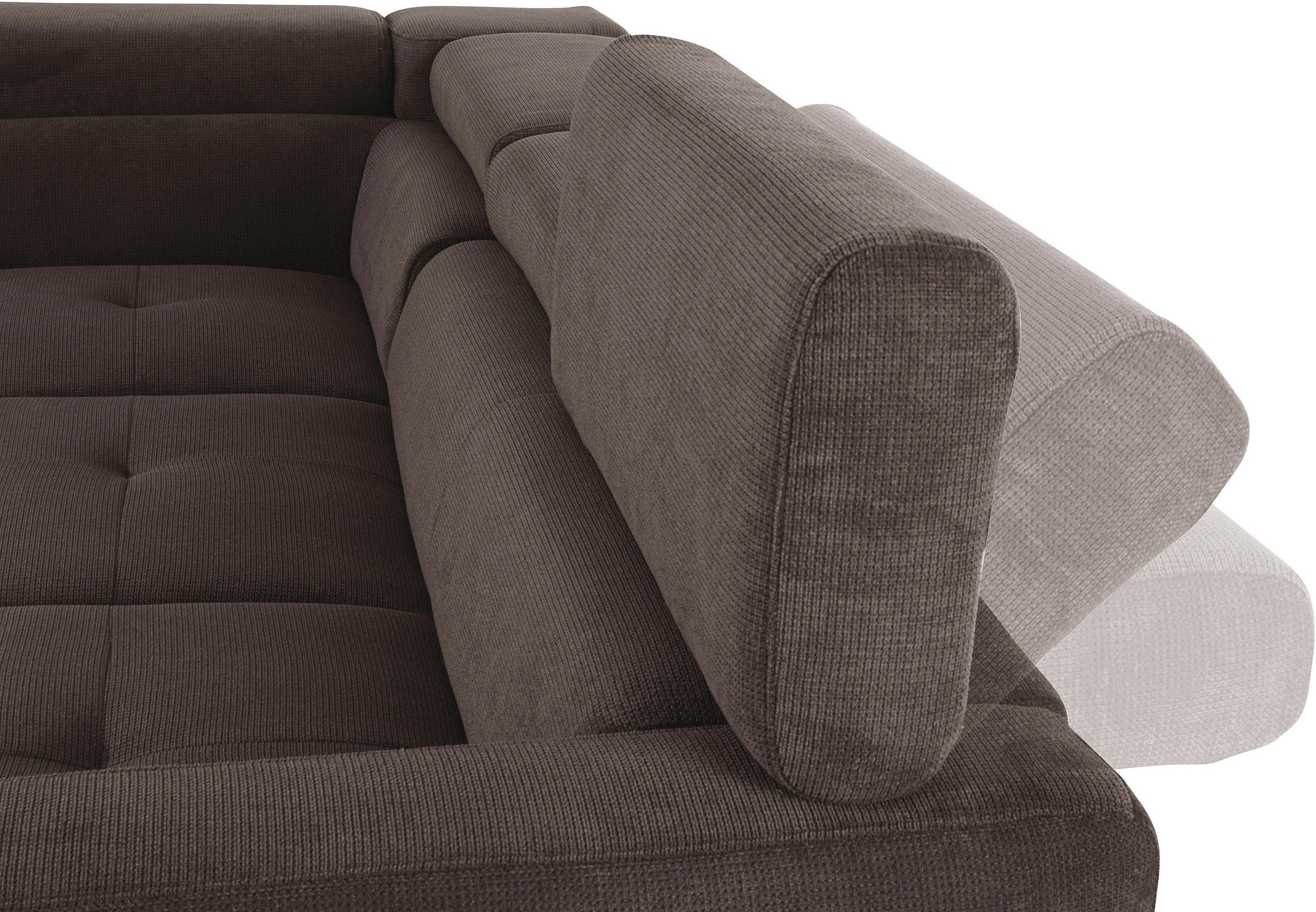 COTTA Polstergarnitur »Sammy L-Form«, (Set), Set bestehend aus: Ecksofa mit Kopfteilverstellung & Hocker