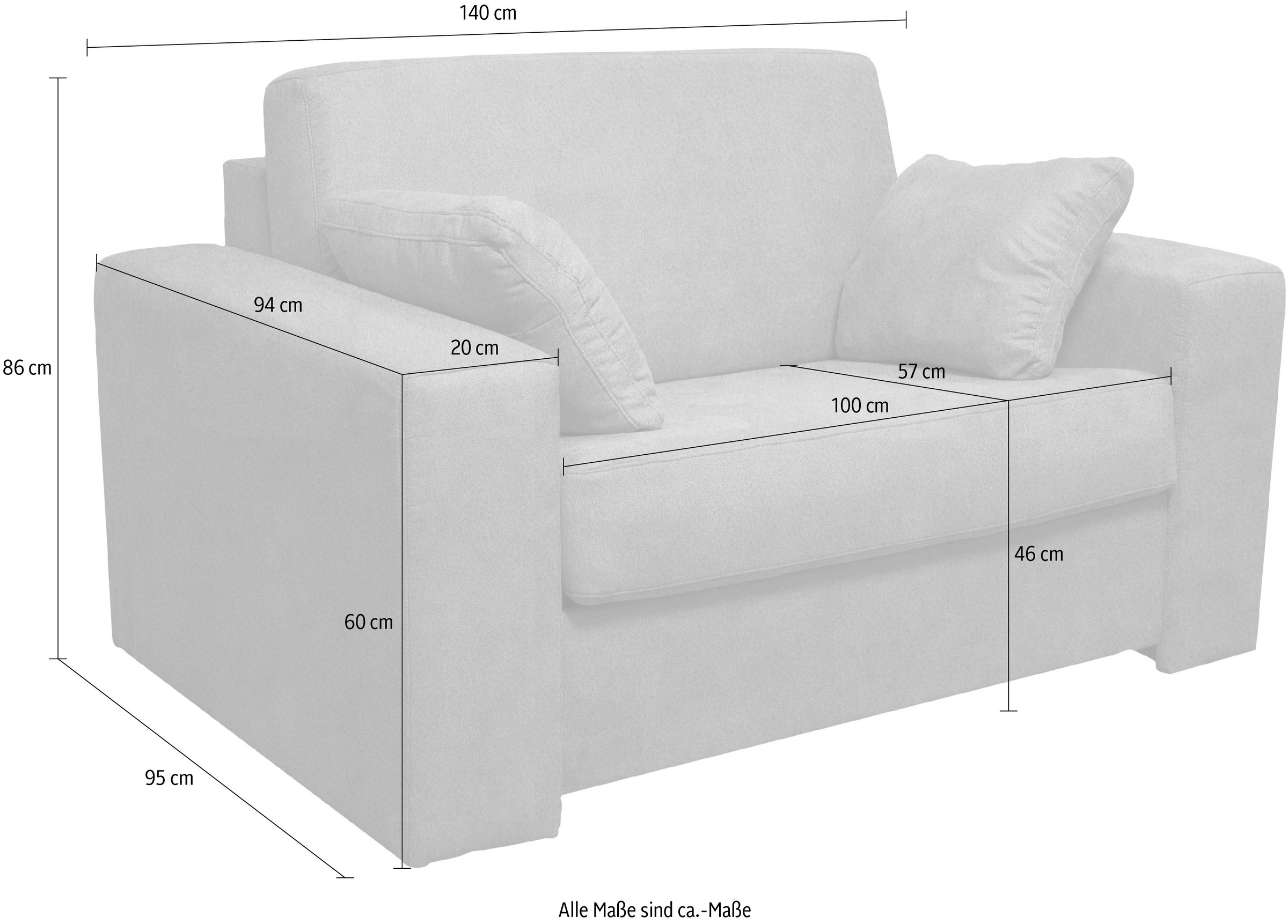 Home affaire Rechnung Sessel mit bestellen »Roma«, cm auf Liegemaße ca Unterfederung, 83x198 Dauerschlaffunktion