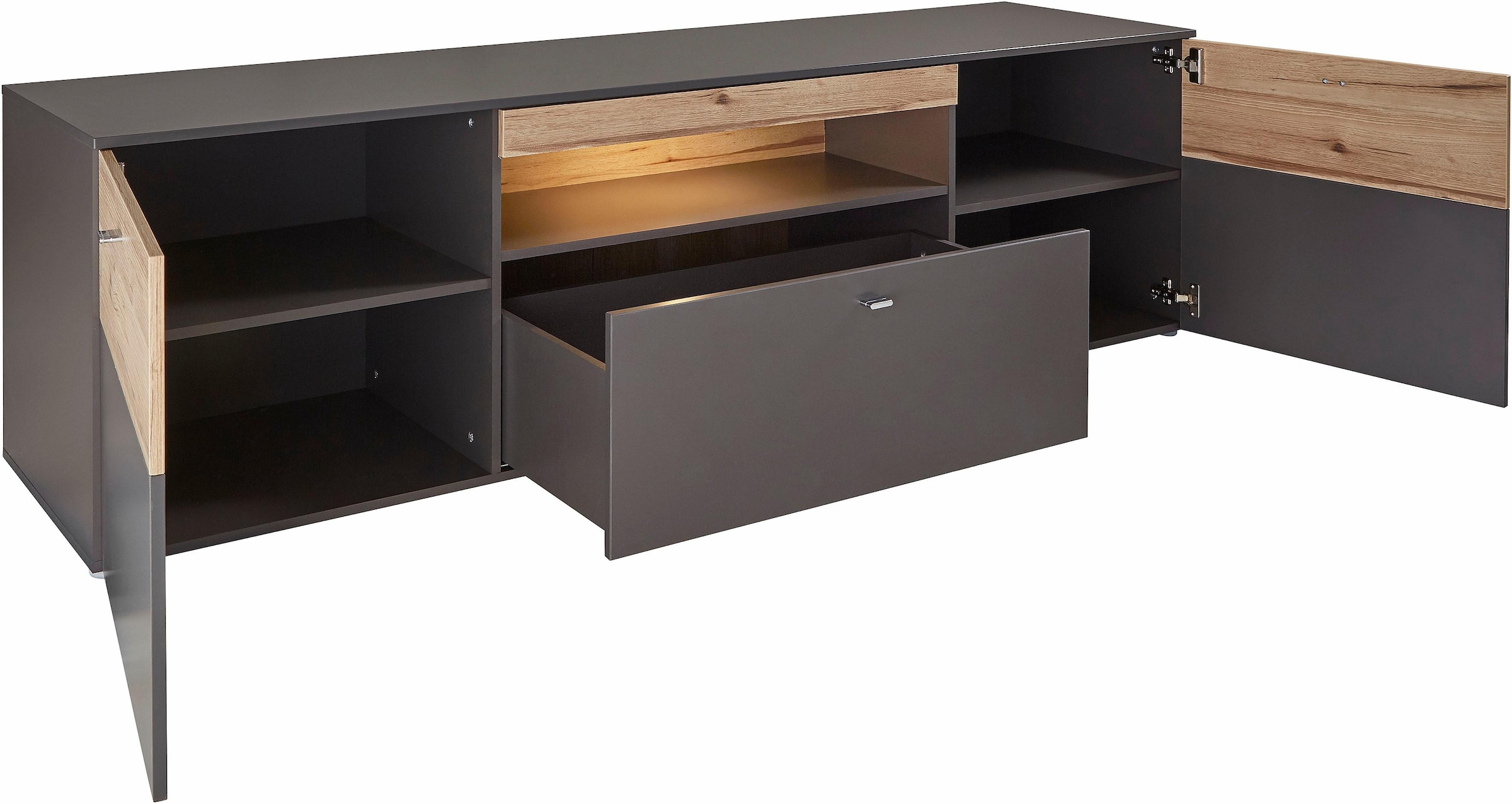 FORTE Lowboard »Como«, TV-Board, LED Beleuchtung, Soft Close, Stauraum, 209,8/59,3/52 cm