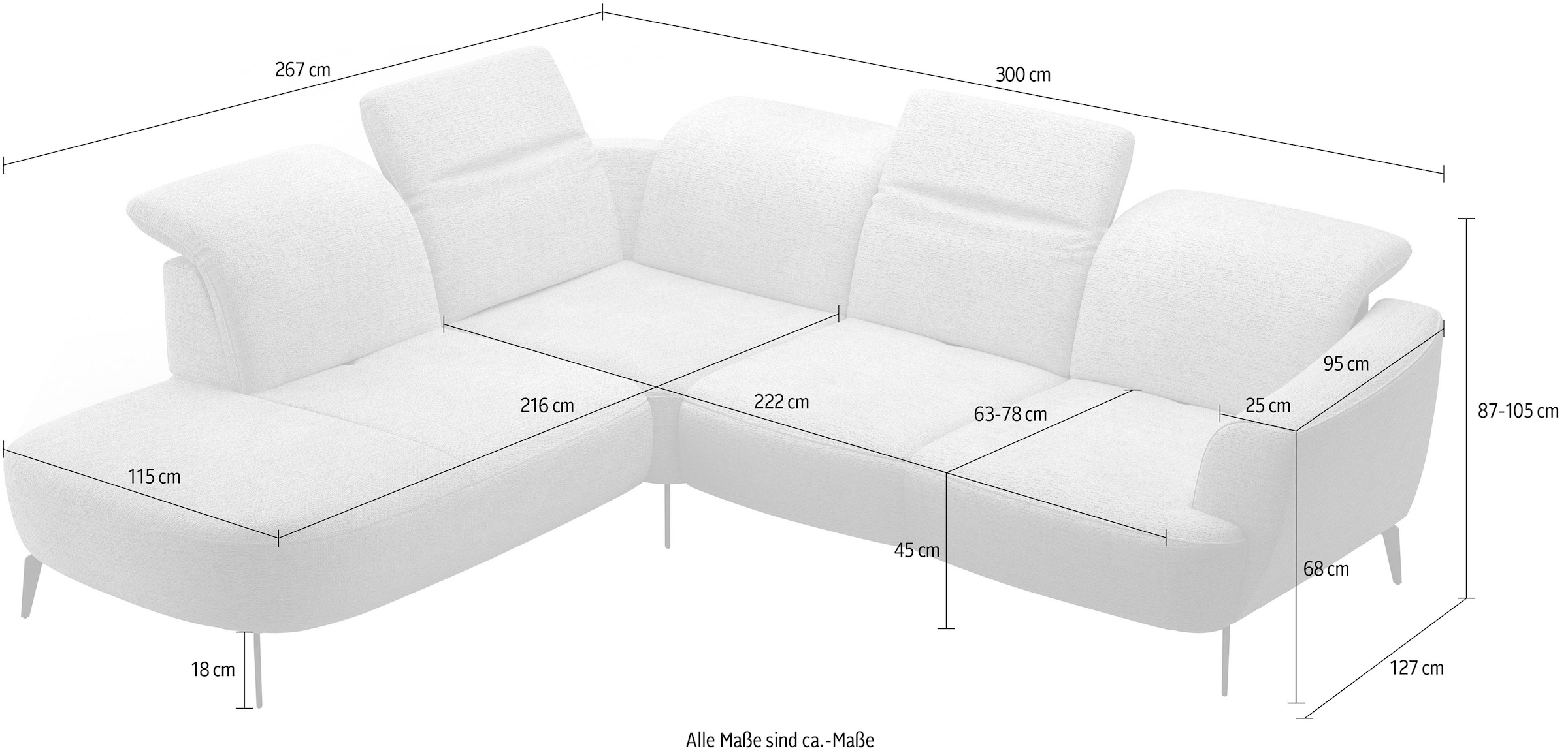 sit&more Ecksofa »Zoe«, ink.Sitztiefenverstellung, wahlweise mit Kopfteilverstellung