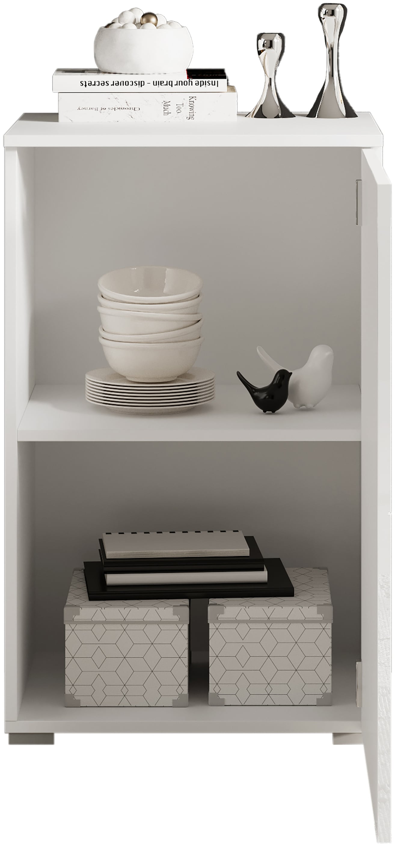 HBZ Kommode »Spice Weiß Hochglanz, BxHxT 50x80x40 cm«, Kommode mit 1 Tür und 1 Einlegeboden verstellbar
