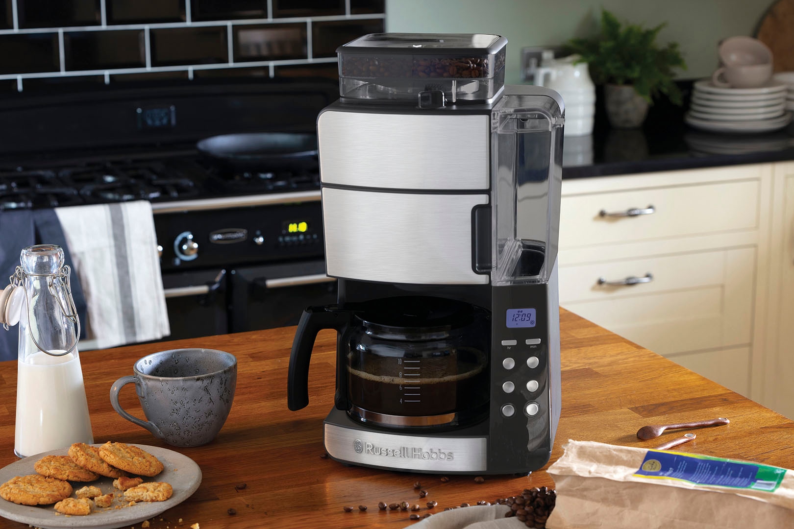 RUSSELL HOBBS Kaffeemaschine mit Mahlwerk »Grind & Brew 25610-56«, 1,25 l Kaffeekanne, Papierfilter, 1x4