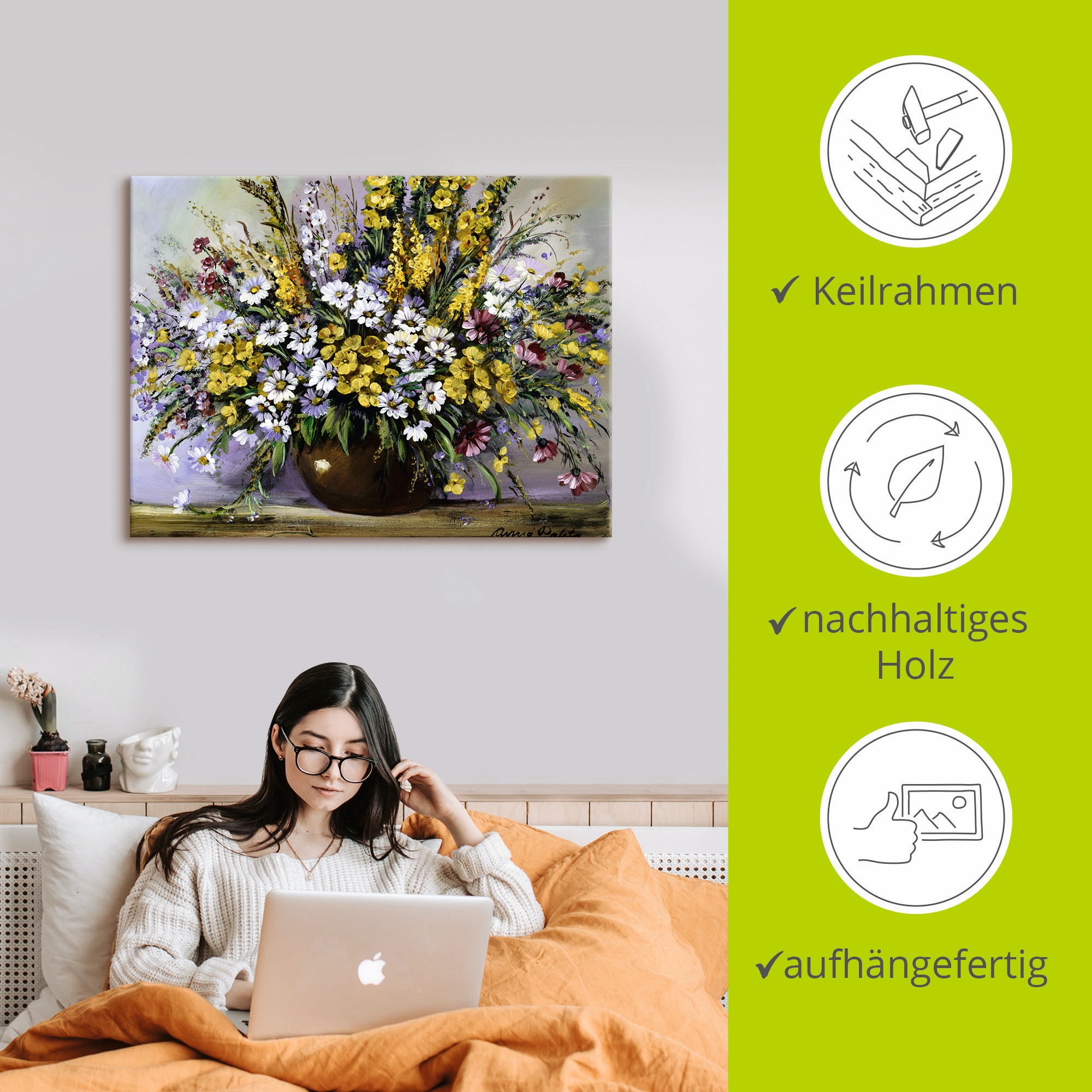 Artland Wandbild »Herrlichkeit von Gänseblümchen«, Blumen, (1 St.), als Leinwandbild, Poster in verschied. Größen