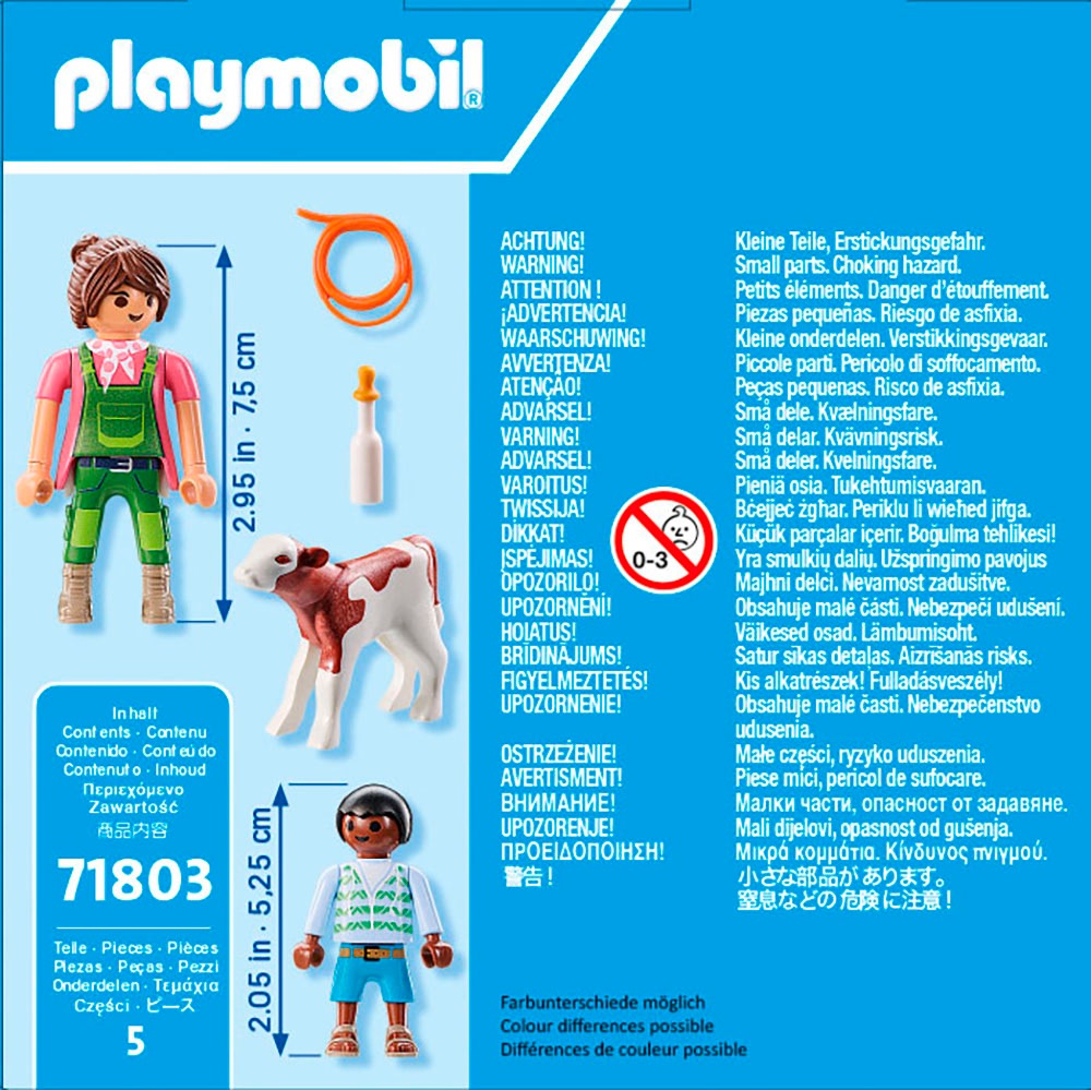 Playmobil® Konstruktions-Spielset »Bäuerin mit Kind und Kalb (71803), Playmobil DuoPack« Made in Europe