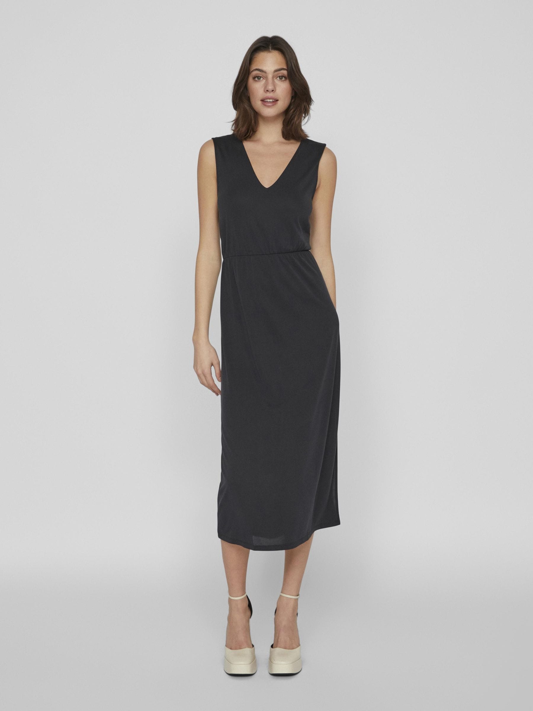 Vila Maxikleid »VIMODALA V-NECK S/L MIDI DRESS - NOOS«