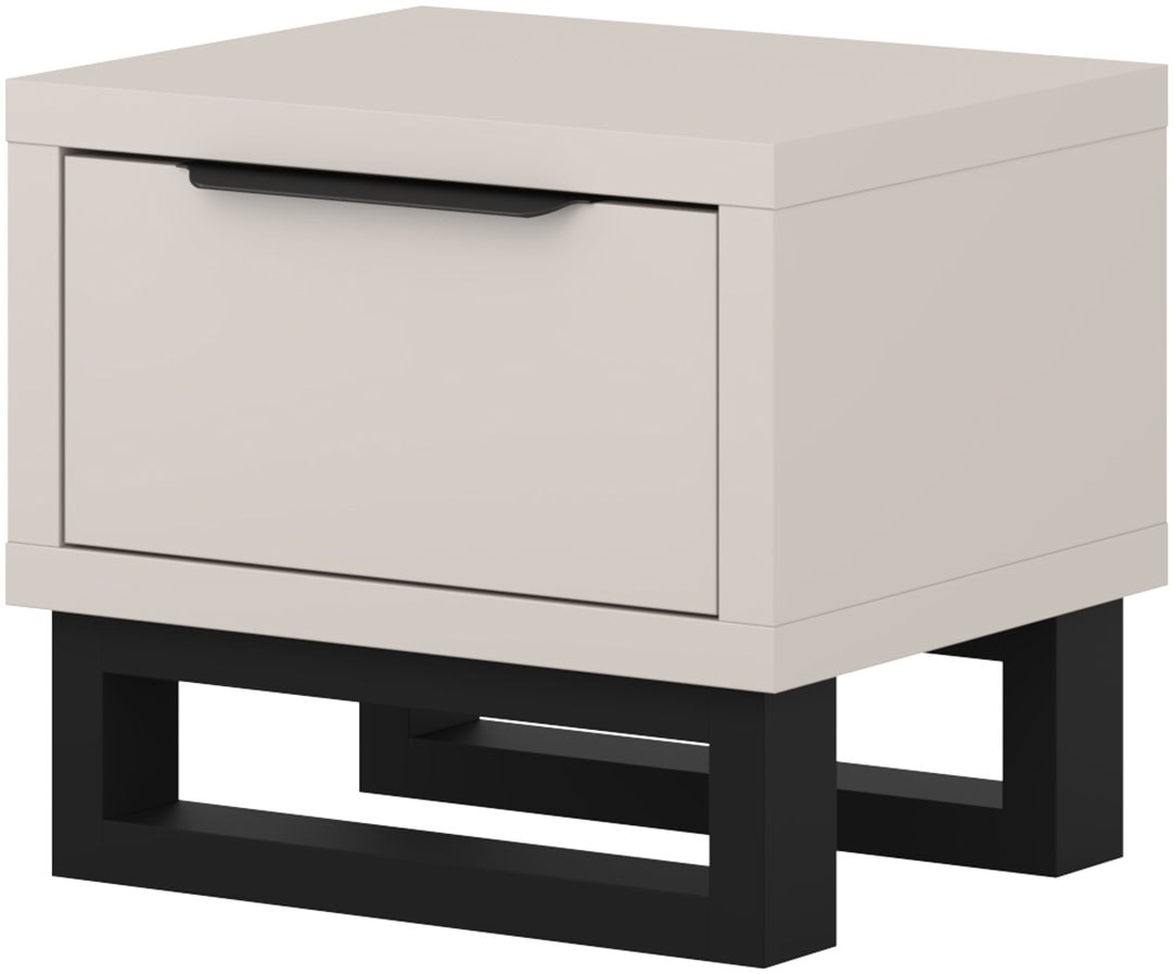 Home affaire Nachtkommode »Bronne,Breite 55 cm, Nachttisch mit 1 Schublade« Moderner Nachtschrank mit Kufen in Metalloptik, Metallgriff