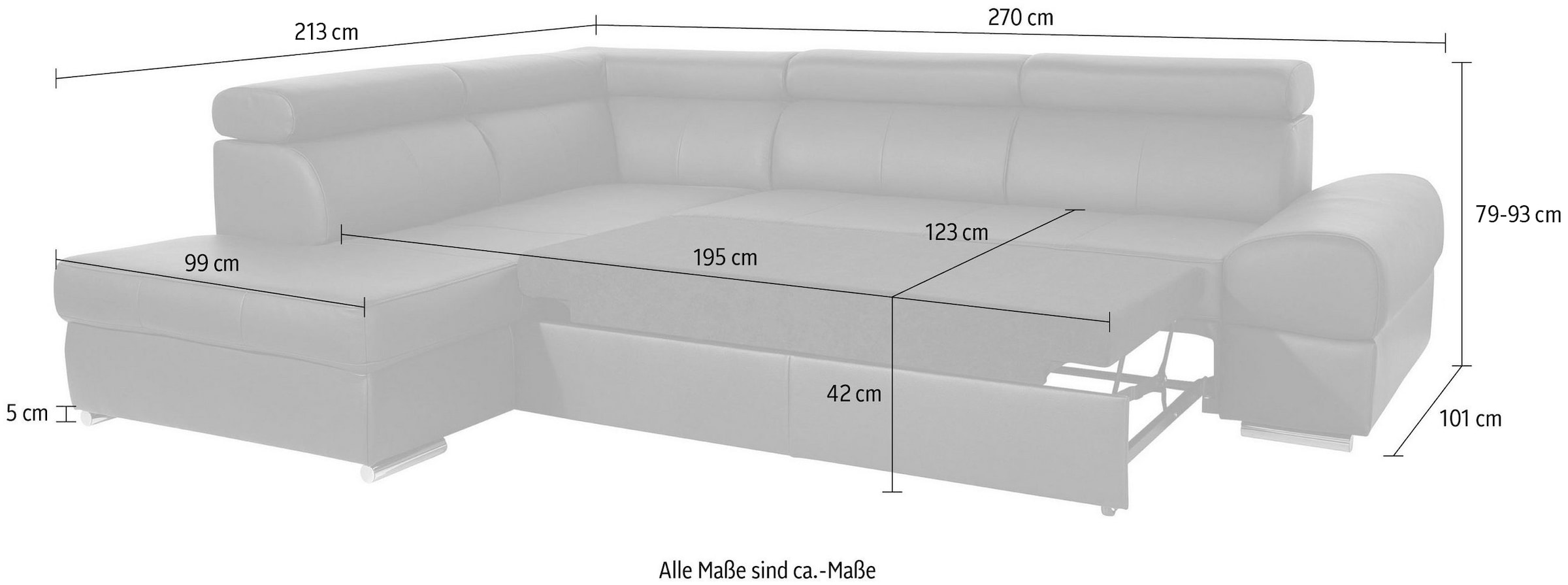 sit&more Ecksofa »Broadway L-Form«, mit verstellbaren Kopfteilen, wahlweise mit Bettfunktion