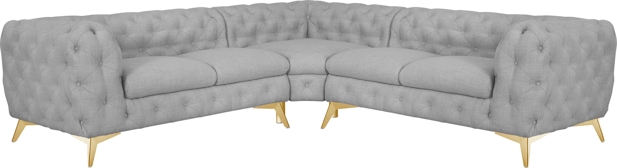Leonique Chesterfield-Sofa »Ecksofa GLYNIS L-Form mit Wellenunterfederung, günstig online kaufen