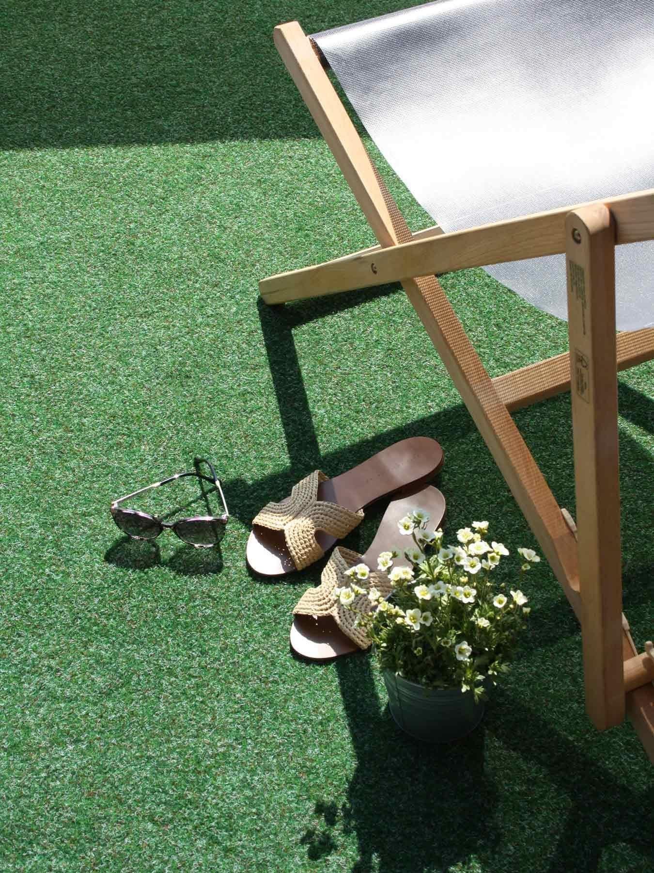 Primaflor-Ideen in Textil Kunstrasen »GREEN, Made in Netherlands«, rechteckig, 7,5 mm Höhe, Rasenteppich, blau, mit Noppen