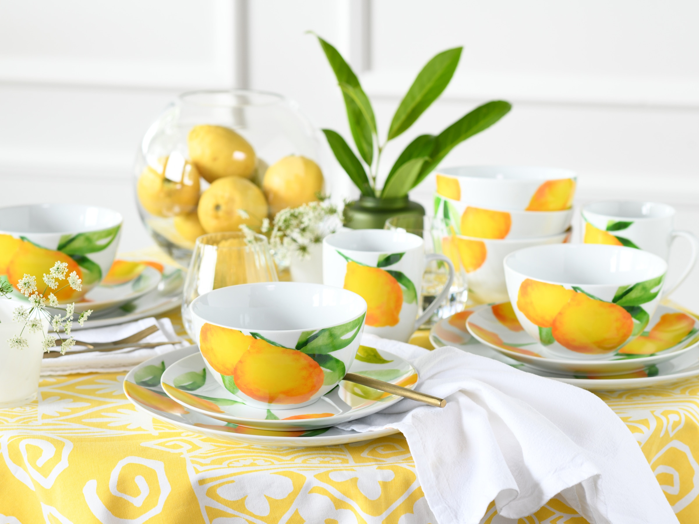 CreaTable Teller-Set »Luna Limoncello, Tellerset 18-tlg«, (Set, 18 tlg.), Zitronendekor