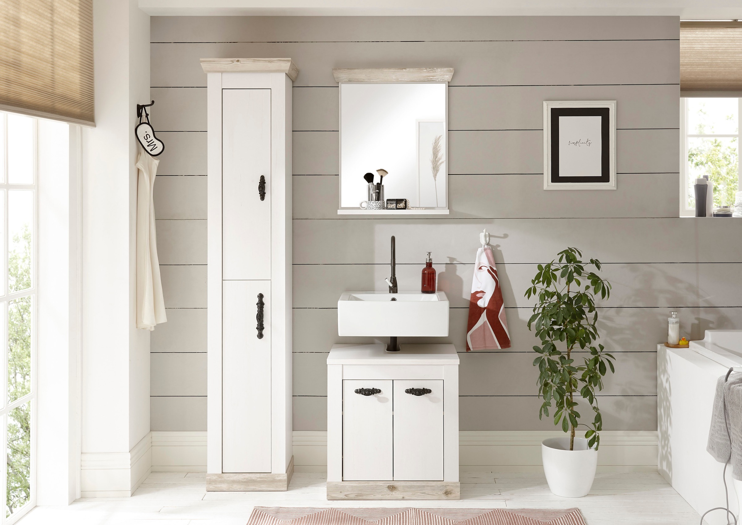 Home affaire Badmöbel-Set »Florenz, Bad im Landhausstil, 3-teiliges Badezim günstig online kaufen
