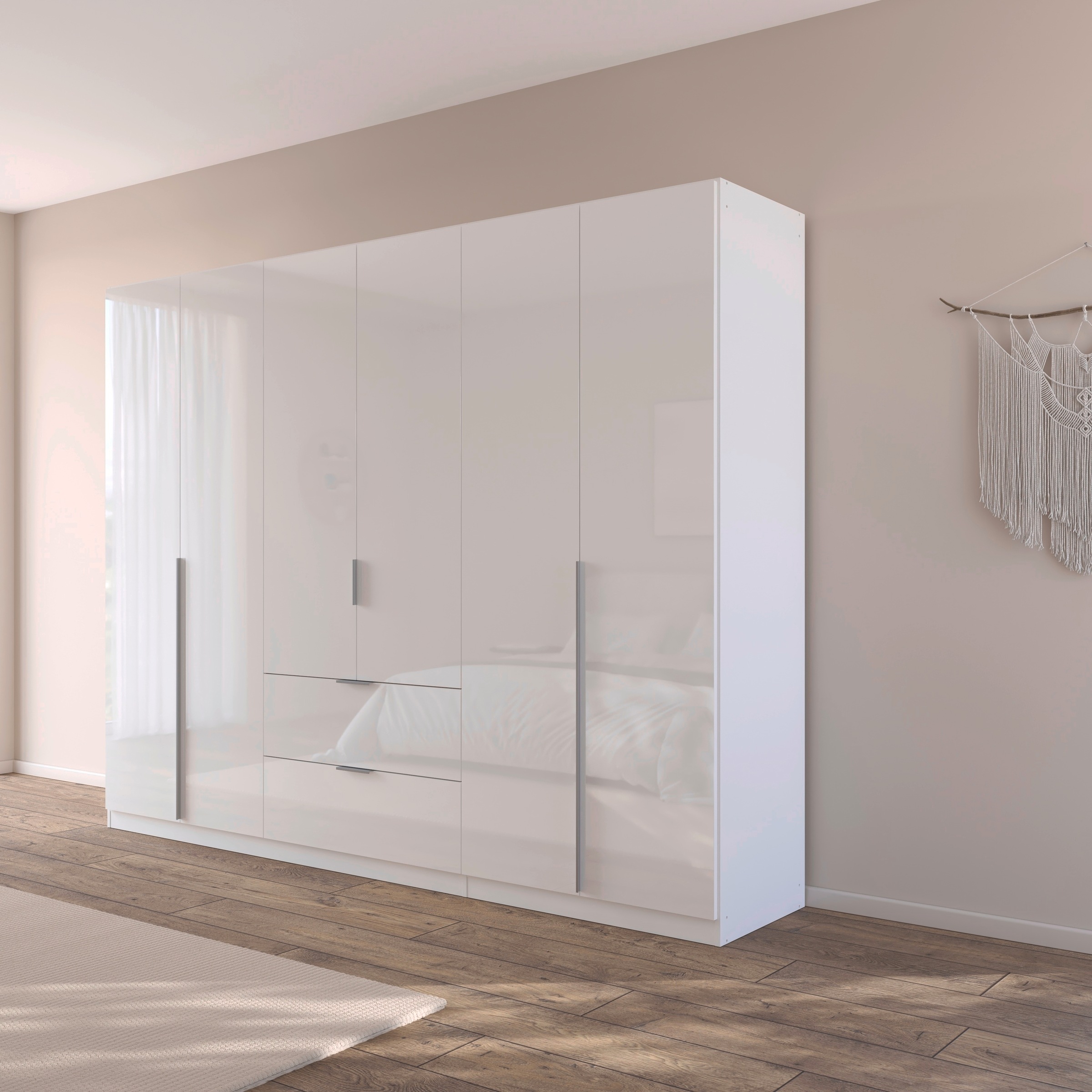 rauch Drehtürenschrank »Kleiderschrank Schrank Garderobe AGORDO mit Dekor- oder Hochglanzfront«, (in zwei Griff-Farben mit Dekor- oder Hochglanzfront), mit Außenschubkästen, in 6 Breiten und 2 Höhen MADE IN GERMANY