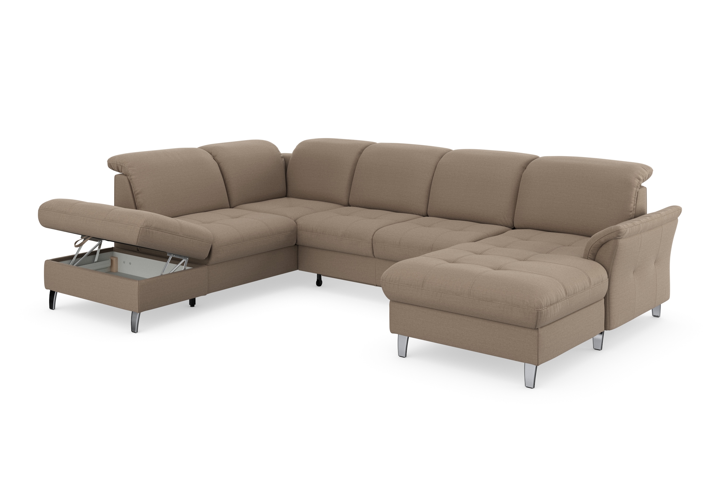 sit&more Wohnlandschaft »Maggiore U-Form«, wahlweise mit Kopfteilverstellung, Bettfunktion und Stauraum